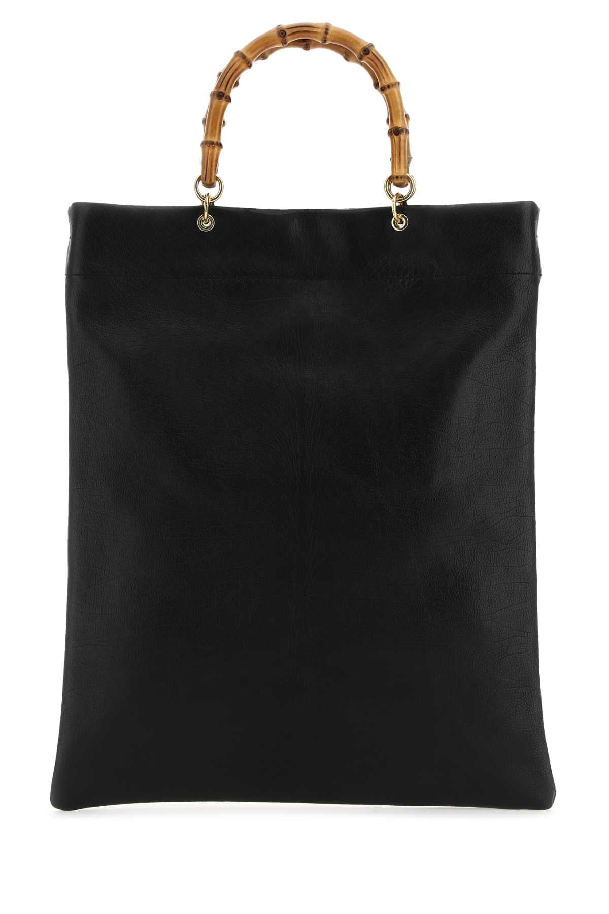 Jil Sander Women Black Leather Medium Shopping Bag JIL SANDER