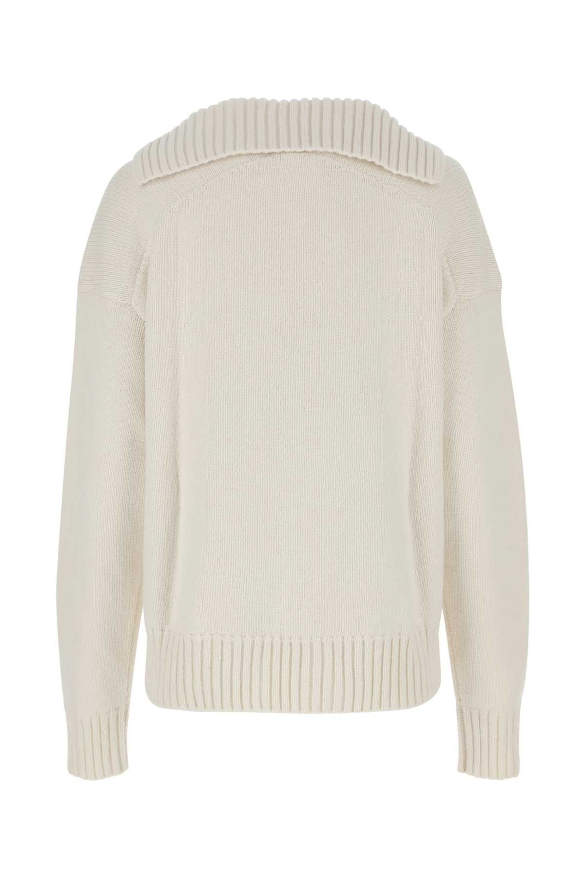 Jil Sander Women Ivory Cashmere Blend Oversize Sweater JIL SANDER