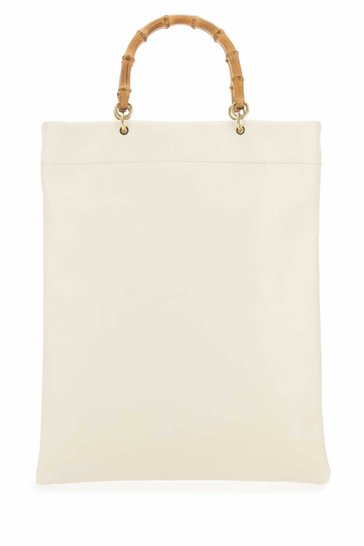Jil Sander Women Ivory Leather Medium Shopping Bag JIL SANDER