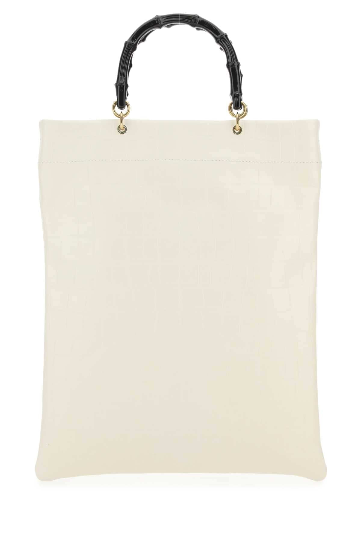 Jil Sander Women Ivory Leather Medium Shopping Bag JIL SANDER