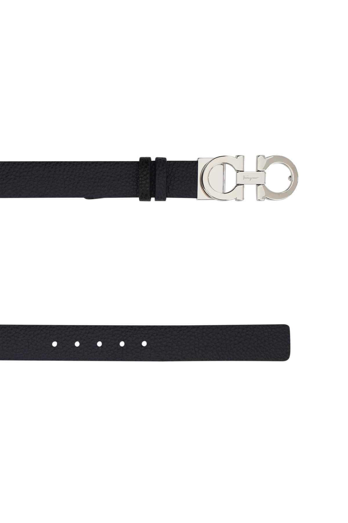 Salvatore Ferragamo Women Midnight Blue Leather Reversible Belt FERRAGAMO