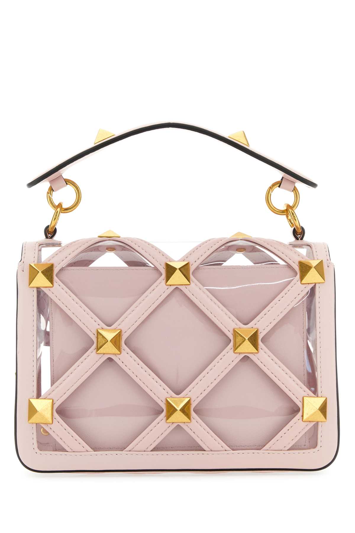 Valentino Garavani Women Pastel Pink Polymeric Material And Leather Medium Roman Stud Handbag VALENTINO GARAVANI