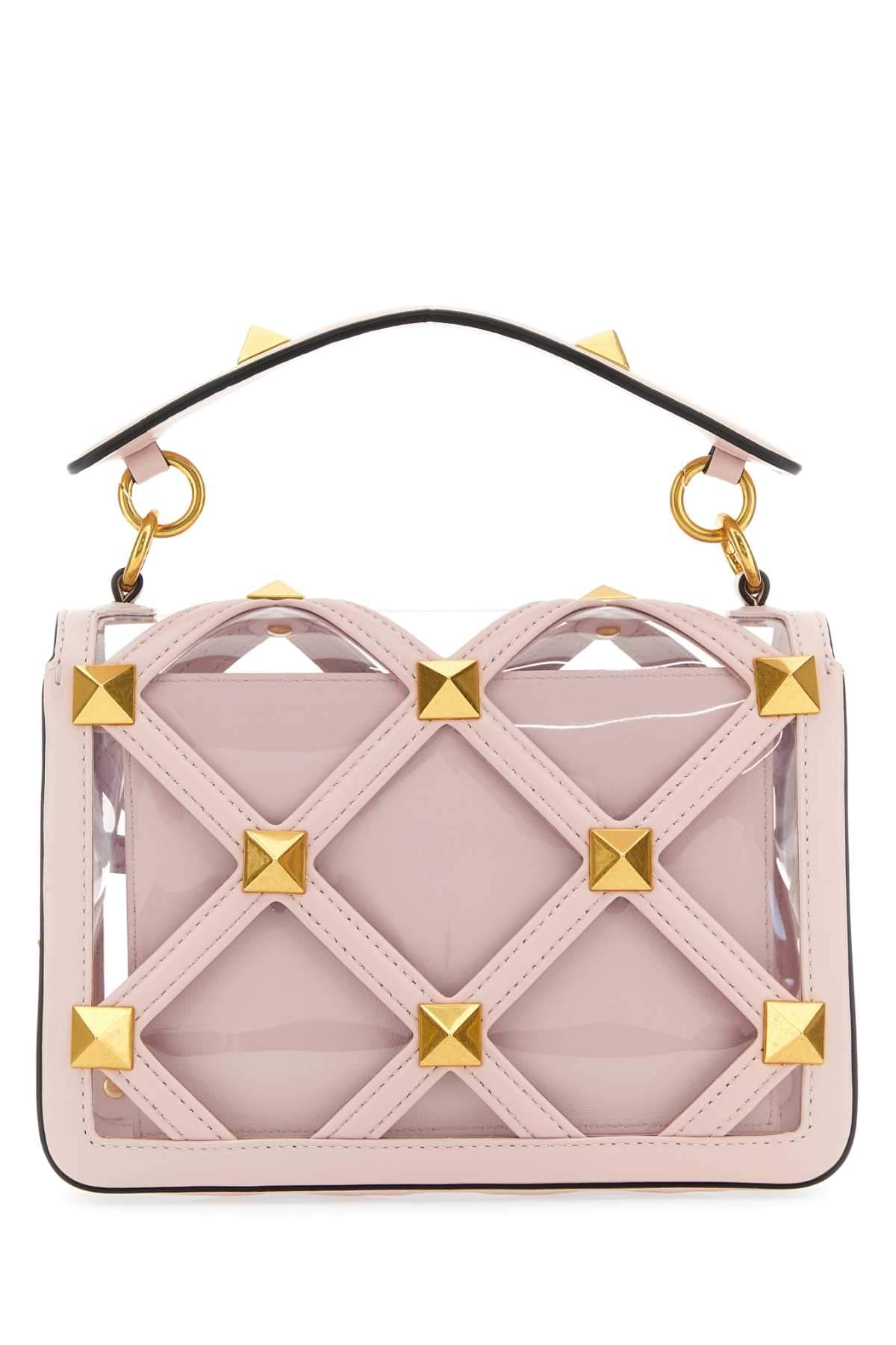 Valentino Garavani Women Pastel Pink Polymeric Material And Leather Medium Roman Stud Handbag VALENTINO GARAVANI