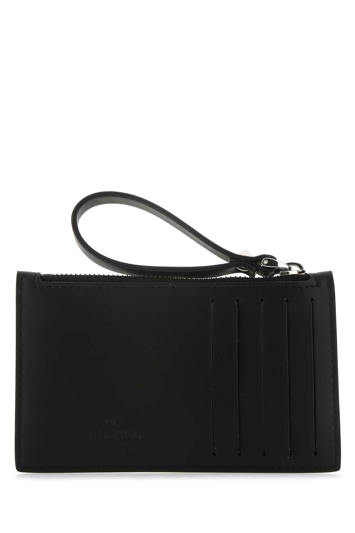 Valentino Garavani Men Black Leather Card Holder VALENTINO GARAVANI
