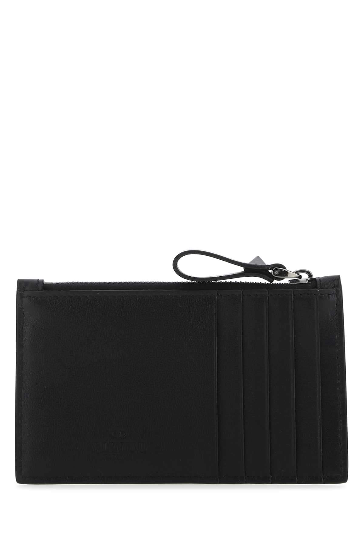 Valentino Garavani Men Black Leather Rockstud Card Holder VALENTINO GARAVANI