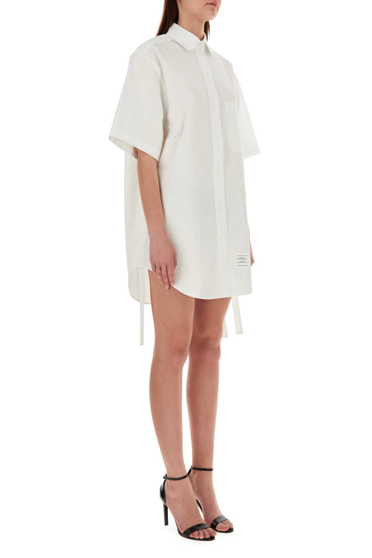 Thom Browne Women White Poplin Shirt Mini Dress THOM BROWNE