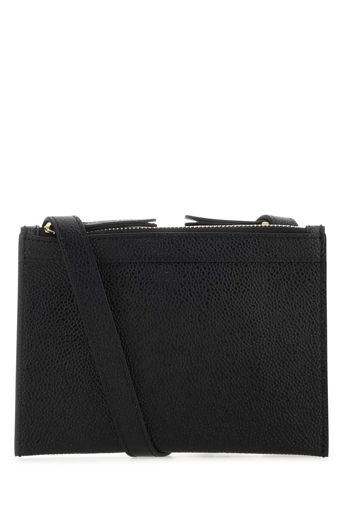 Thom Browne Women Black Leather Mini Document Holder THOM BROWNE