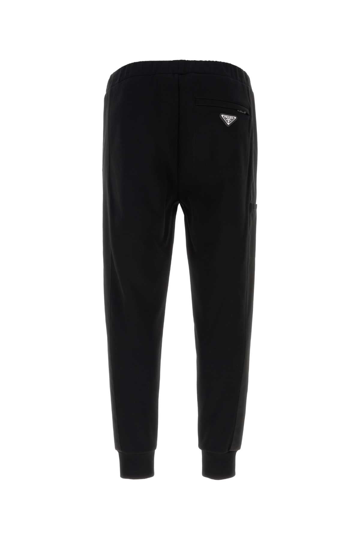 Prada Men Black Cotton Blend Joggers PRADA