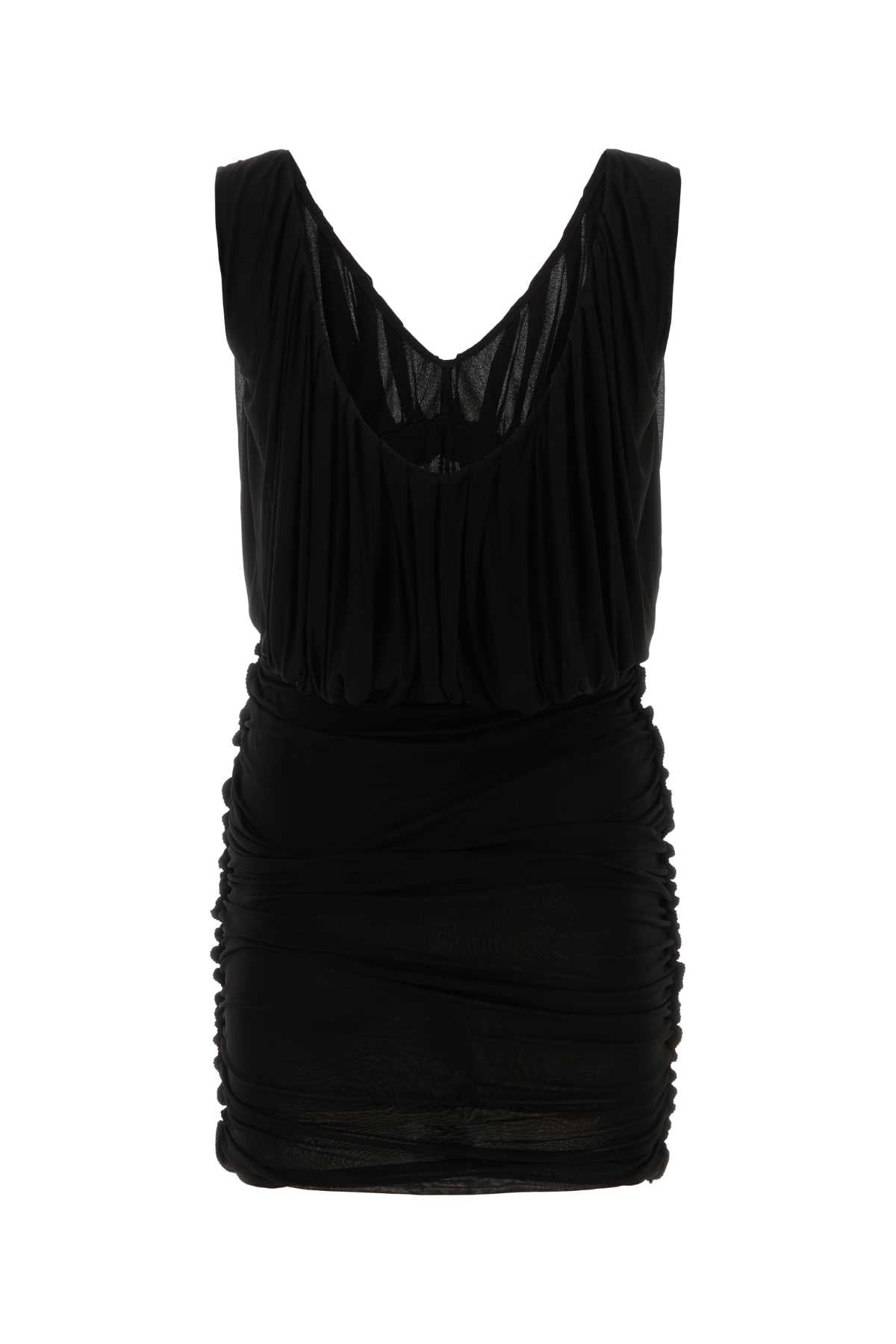 Saint Laurent Women Black Cupro Mini Dress SAINT LAURENT