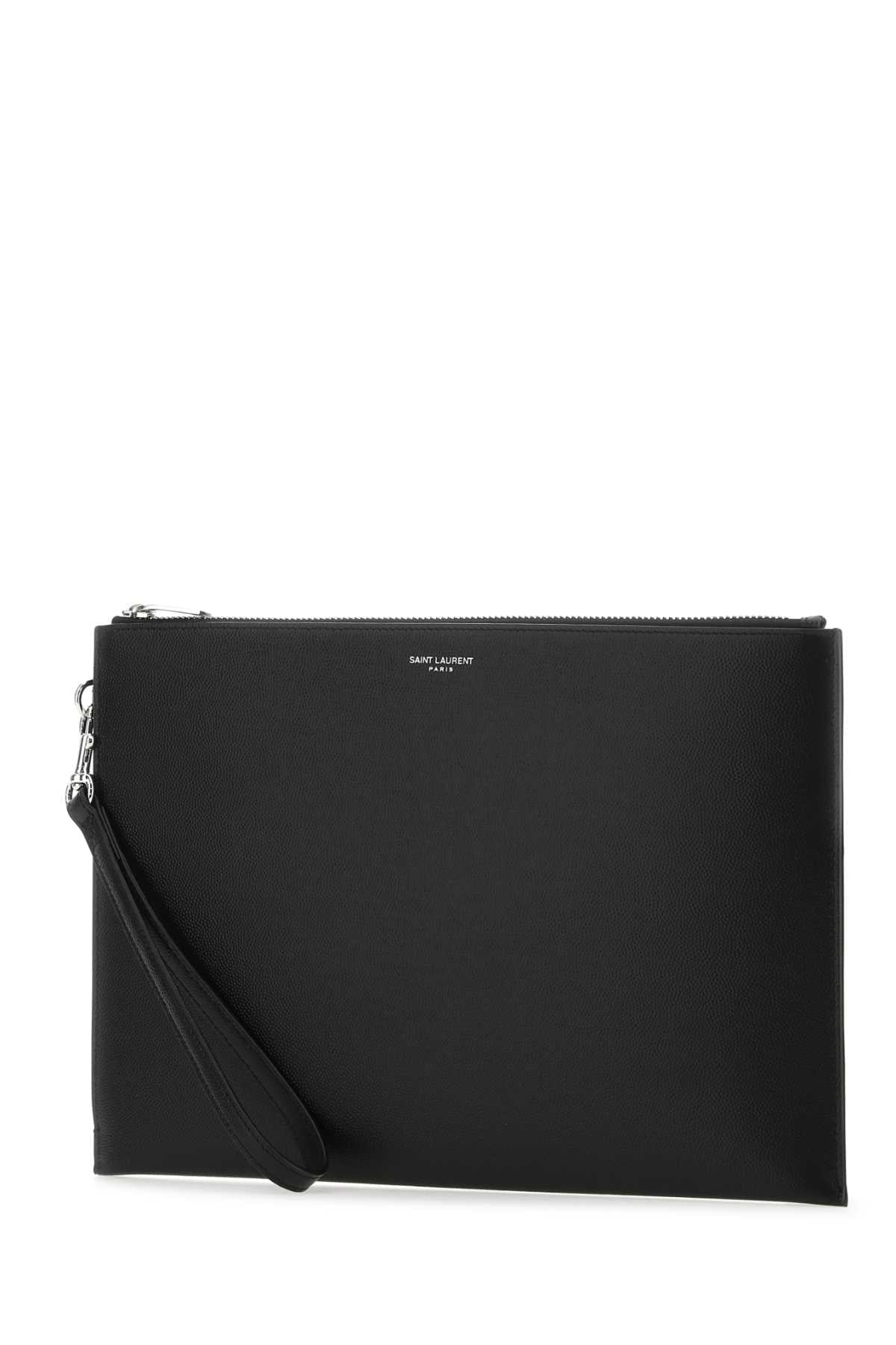 Saint Laurent Men Black Leather Pouch SAINT LAURENT