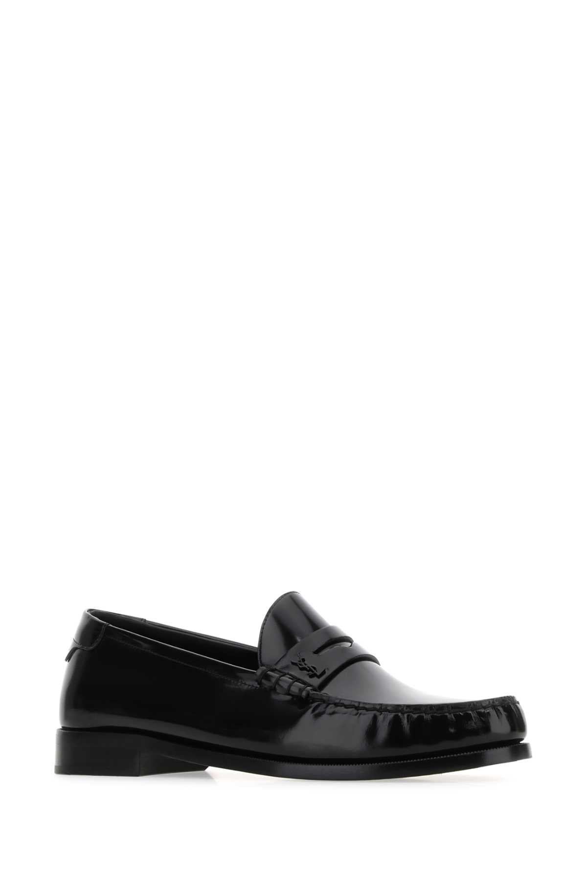 Saint Laurent Men Black Leather Magnum Loafers SAINT LAURENT