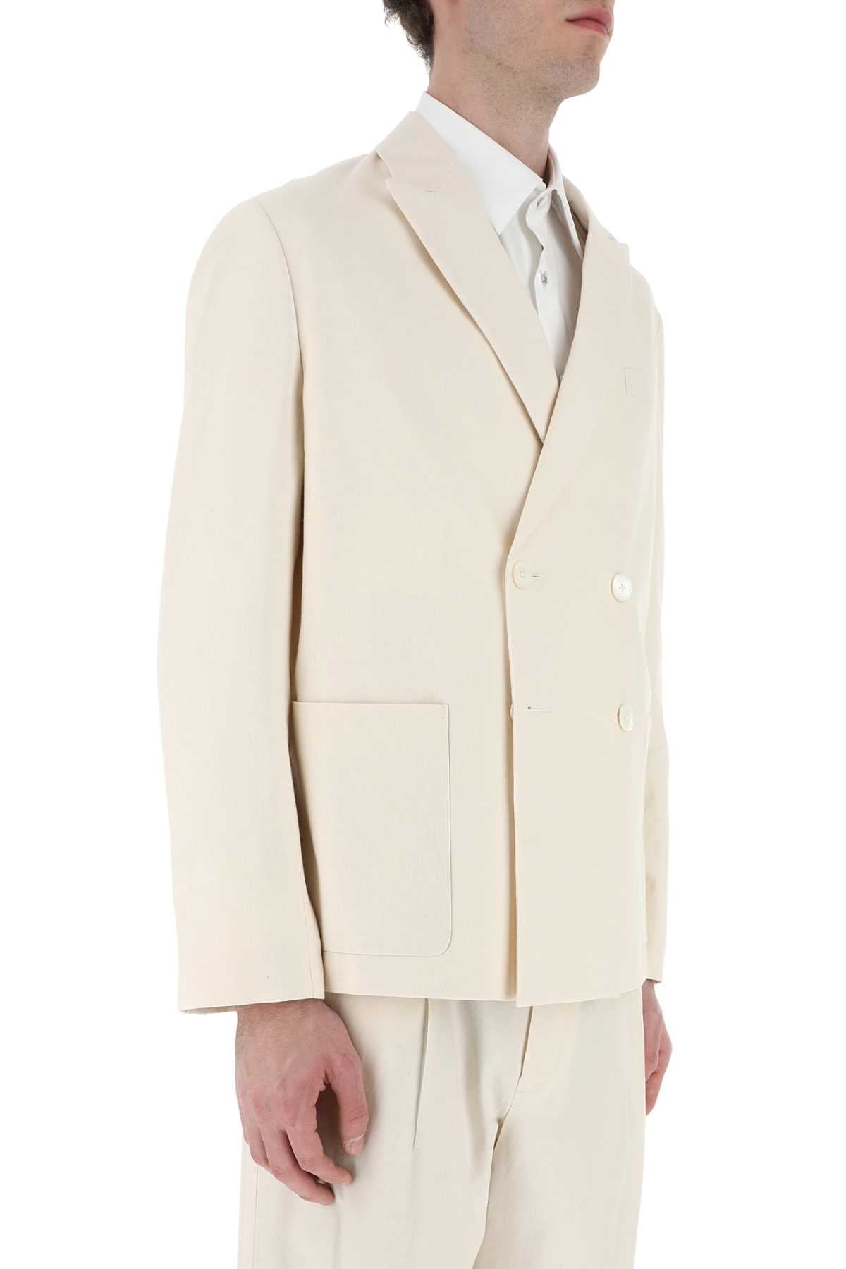Prada Men Ivory Cotton Blazer PRADA