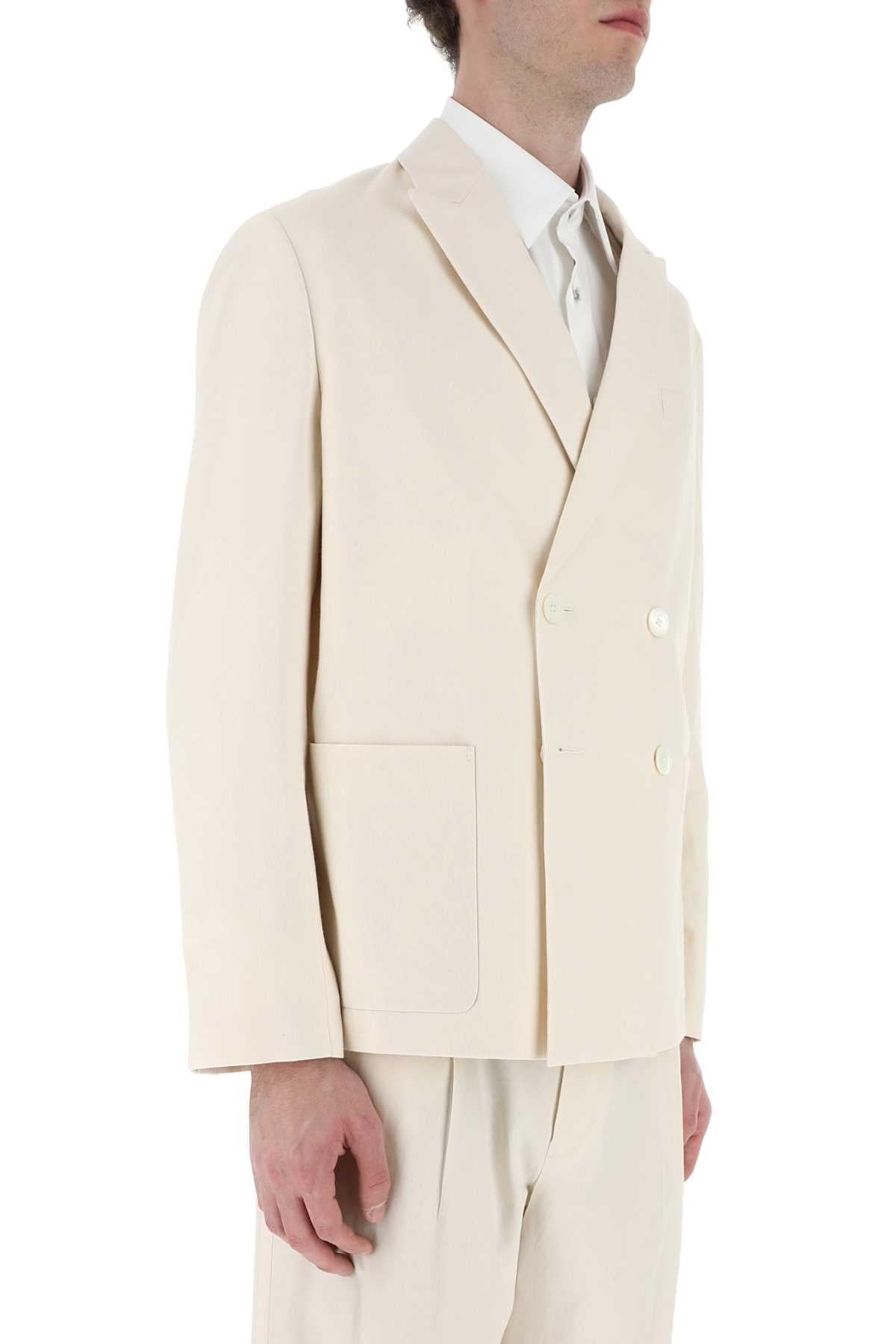 Prada Men Ivory Cotton Blazer PRADA