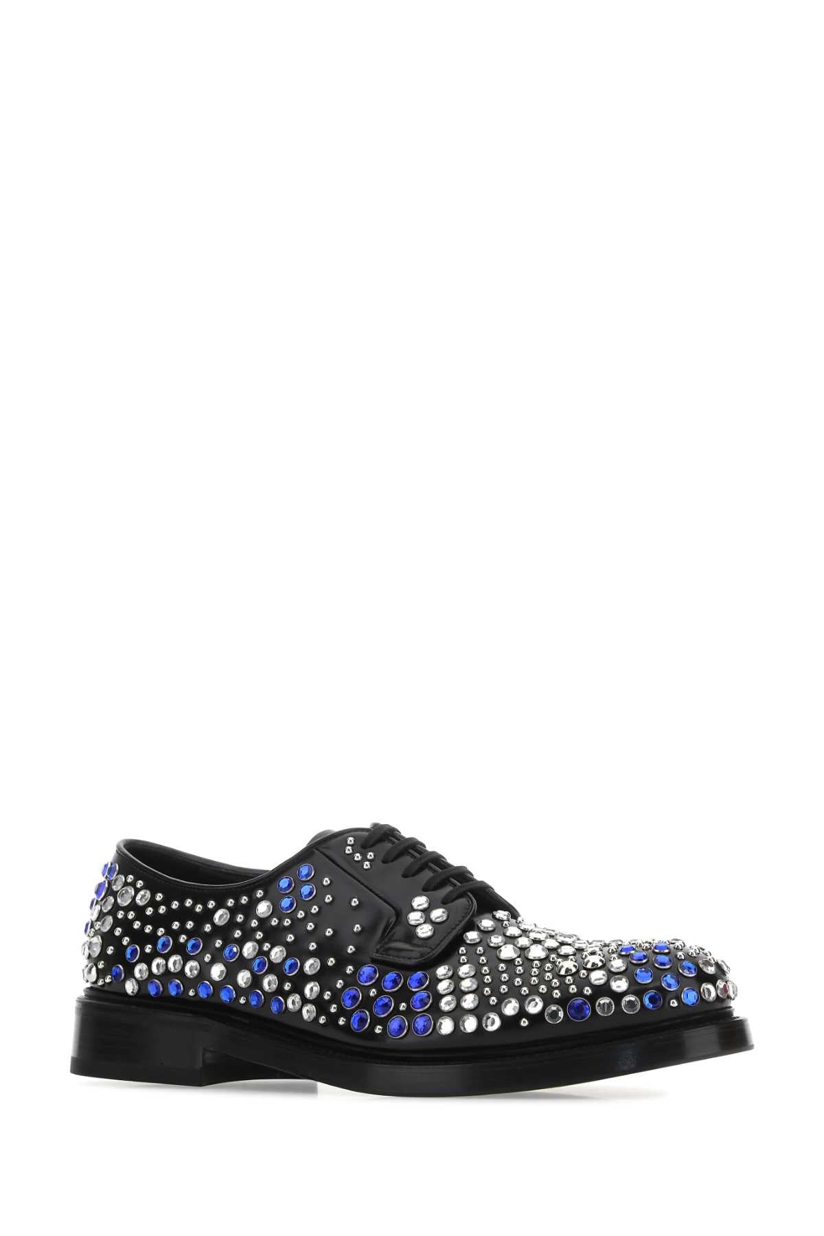 Prada Men Embellished Leather Lace-Up Shoes PRADA