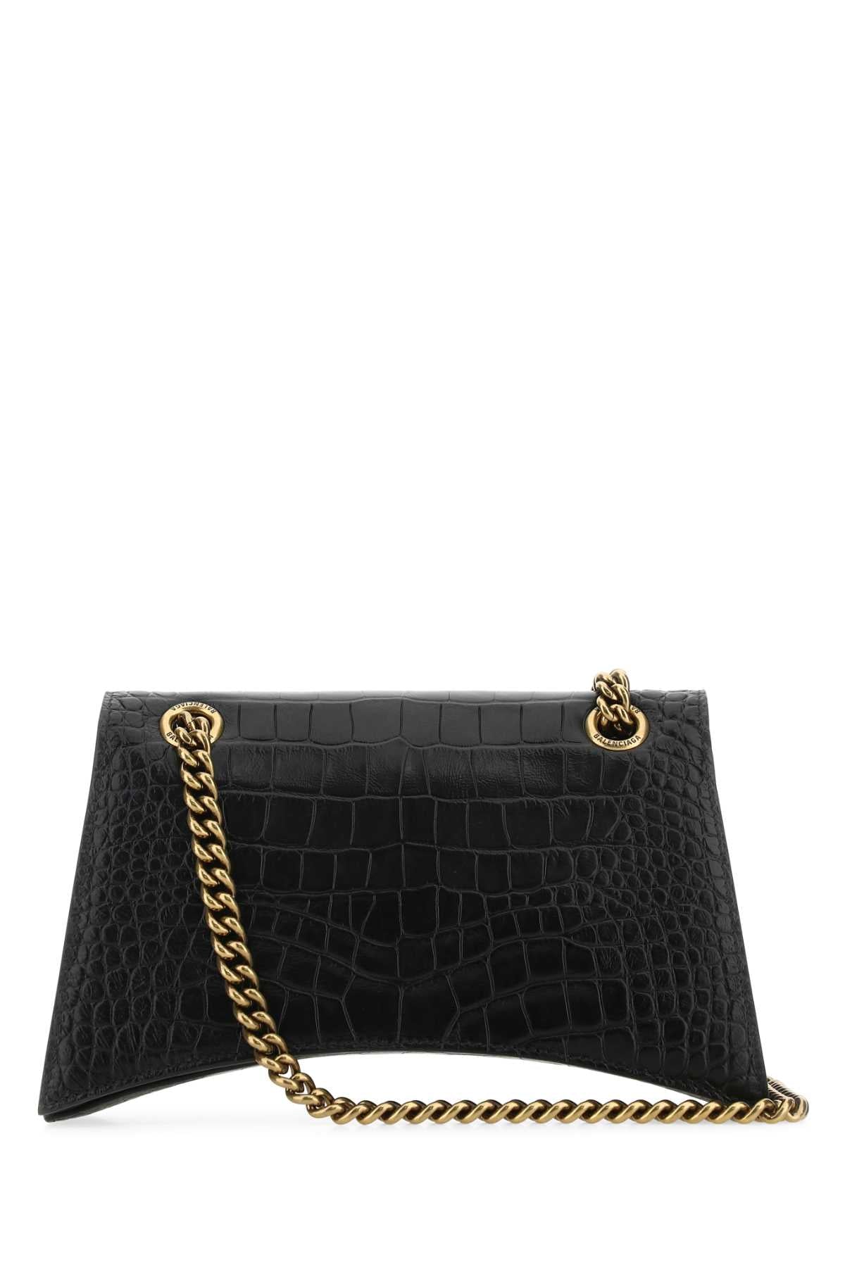 Balenciaga Women Black Leather Crush S Shoulder Bag BALENCIAGA