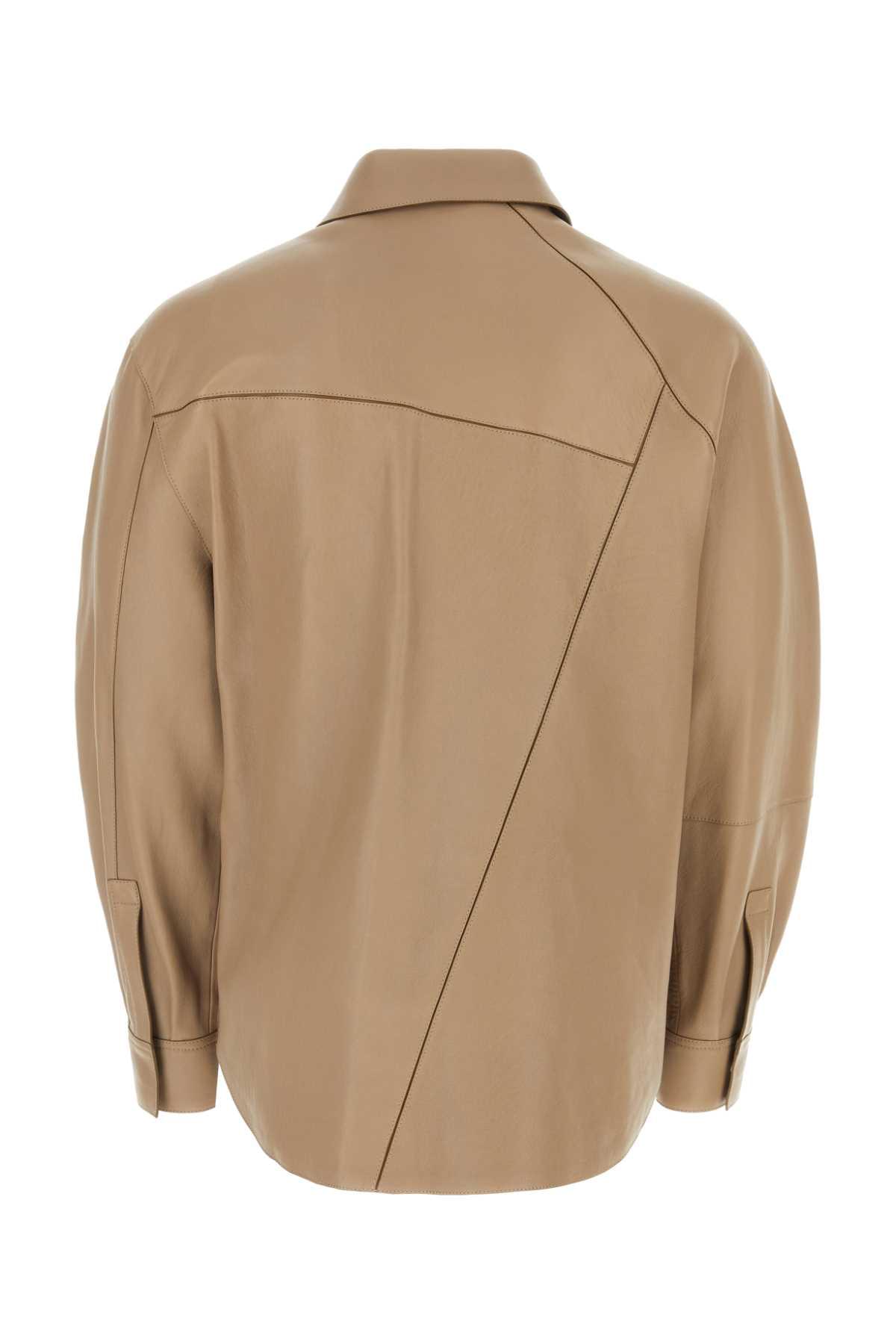 Loewe Men Dove Grey Leather Shirt LOEWE