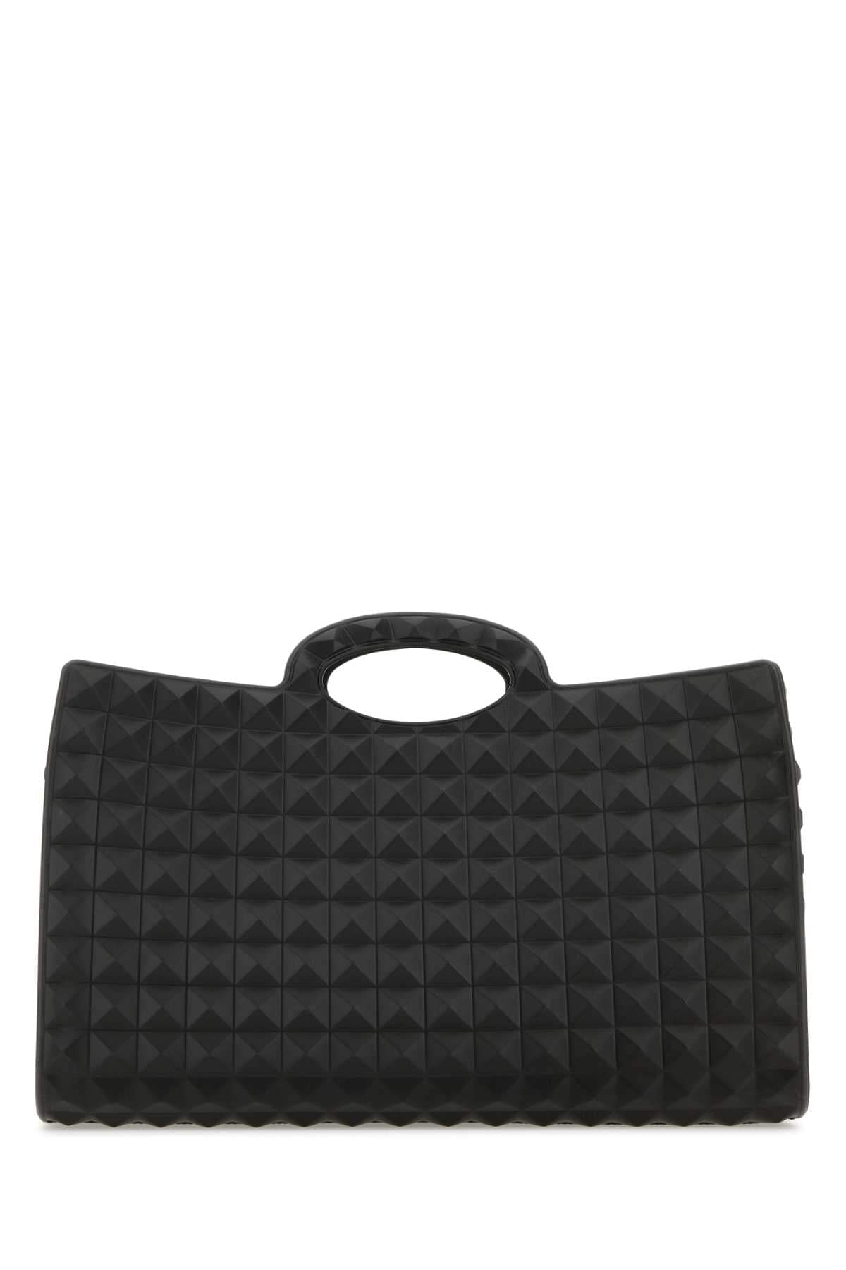 Valentino Garavani Men Black Rubber Le Troisiã¨Me Shopping Bag VALENTINO GARAVANI