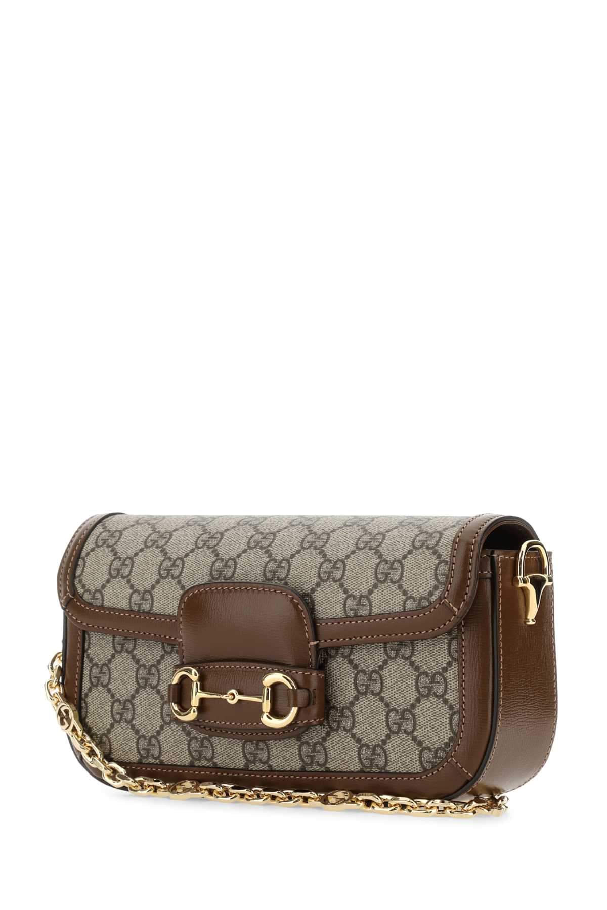 Gucci Women Leather And Gg Fabric Handbag GUCCI