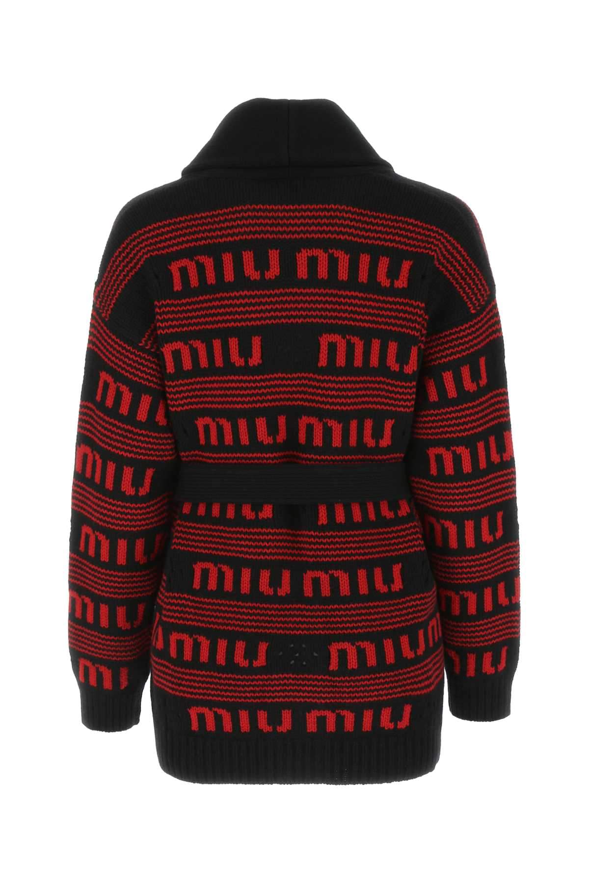 Miu Miu Women Embroidered Cashmere Oversize Cardigan MIU MIU