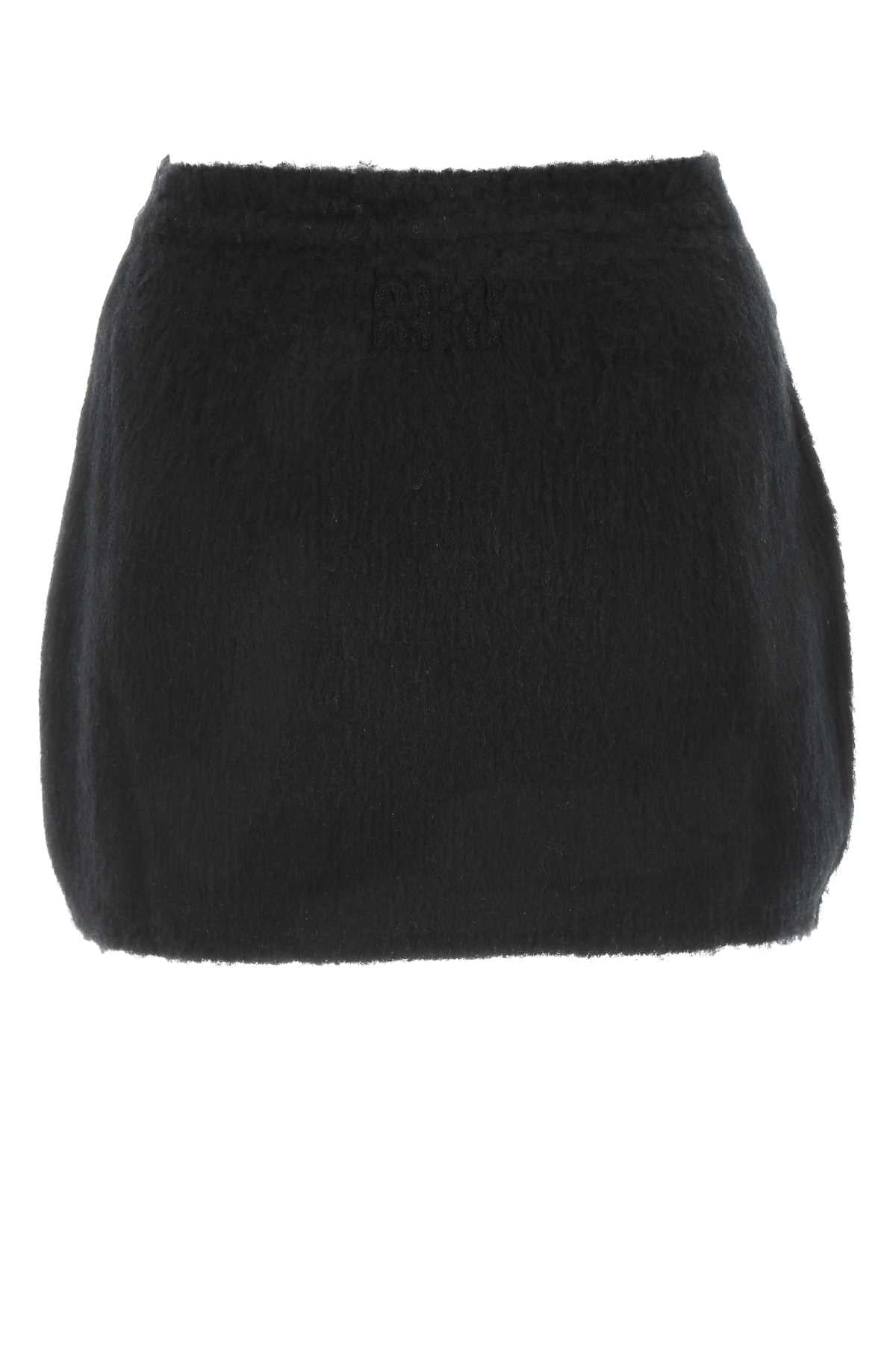 Miu Miu Women Black Stretch Wool Blend Mini Skirt MIU MIU