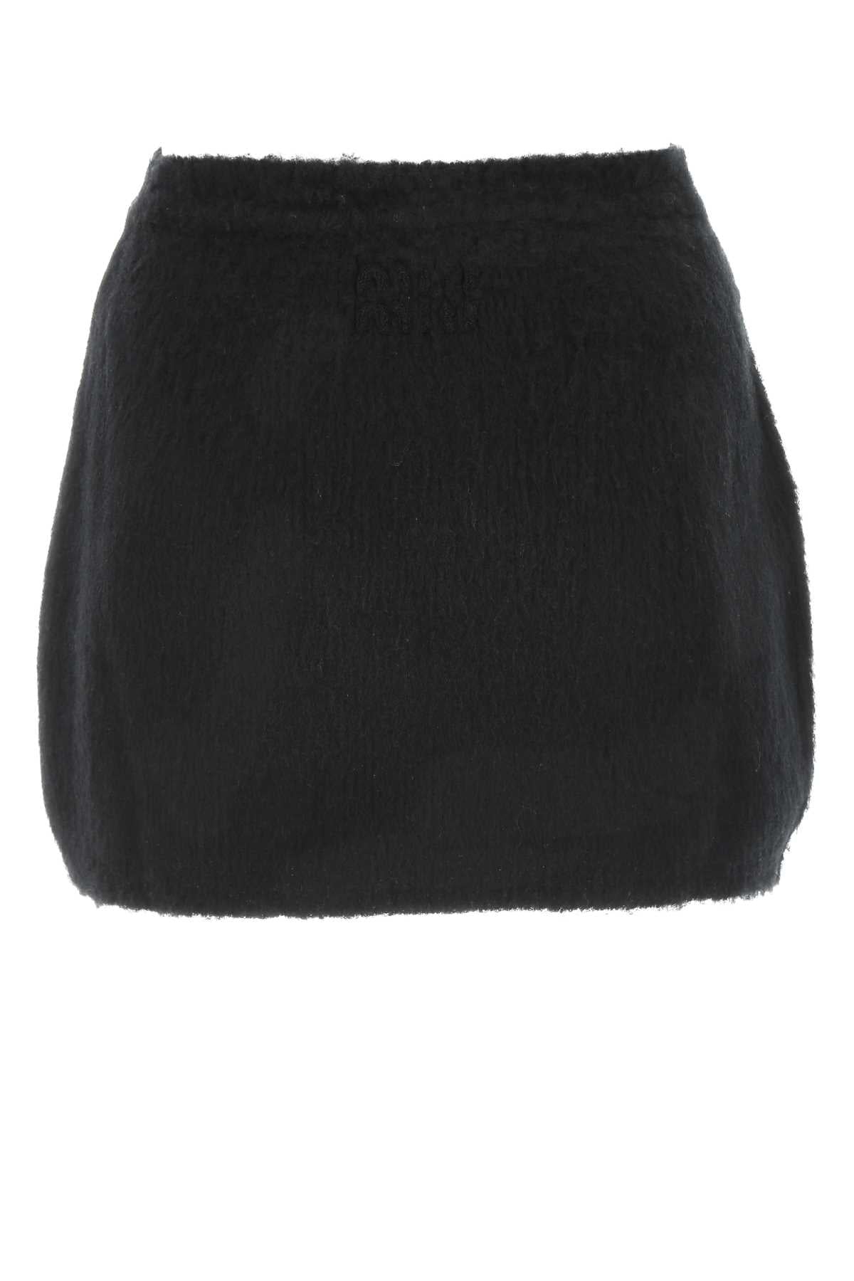 Miu Miu Women Black Stretch Wool Blend Mini Skirt MIU MIU