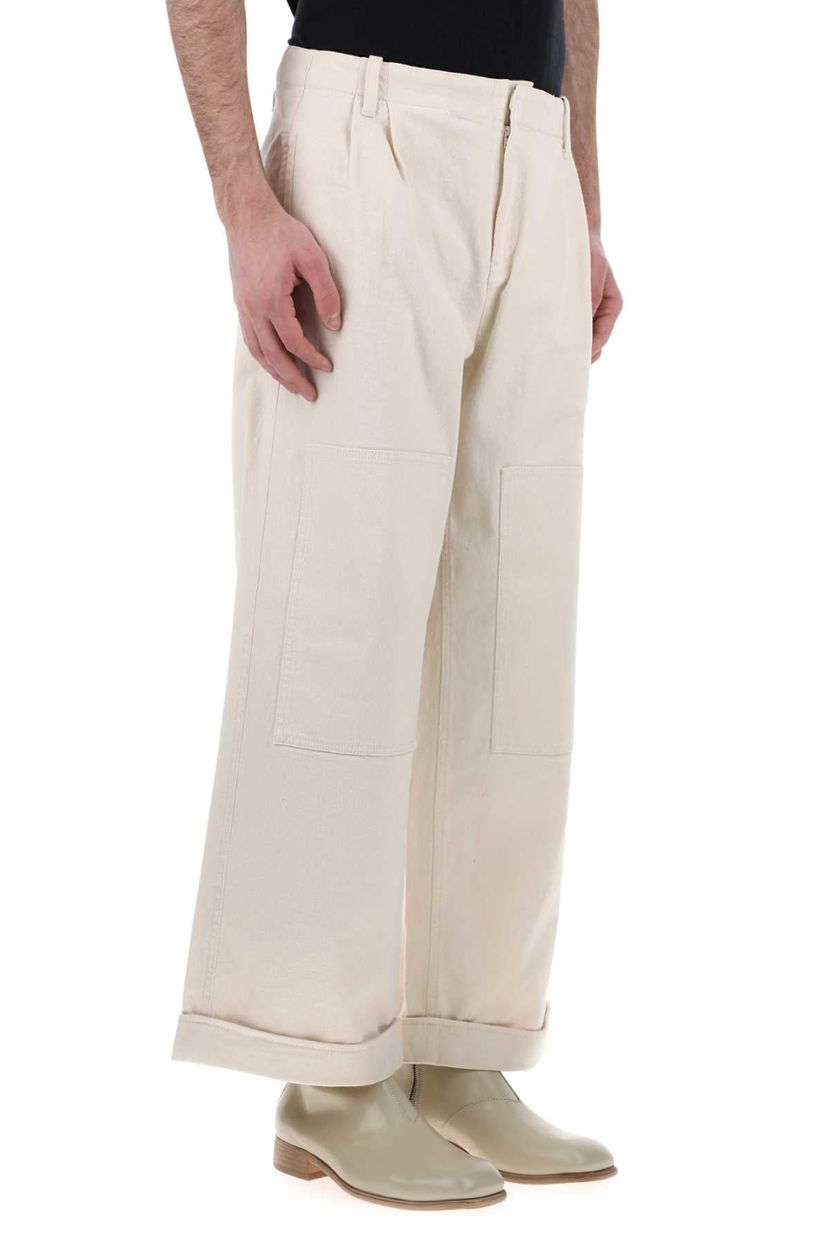 Etro Men Melange Ivory Stretch Cotton Wide-Leg Pant ETRO