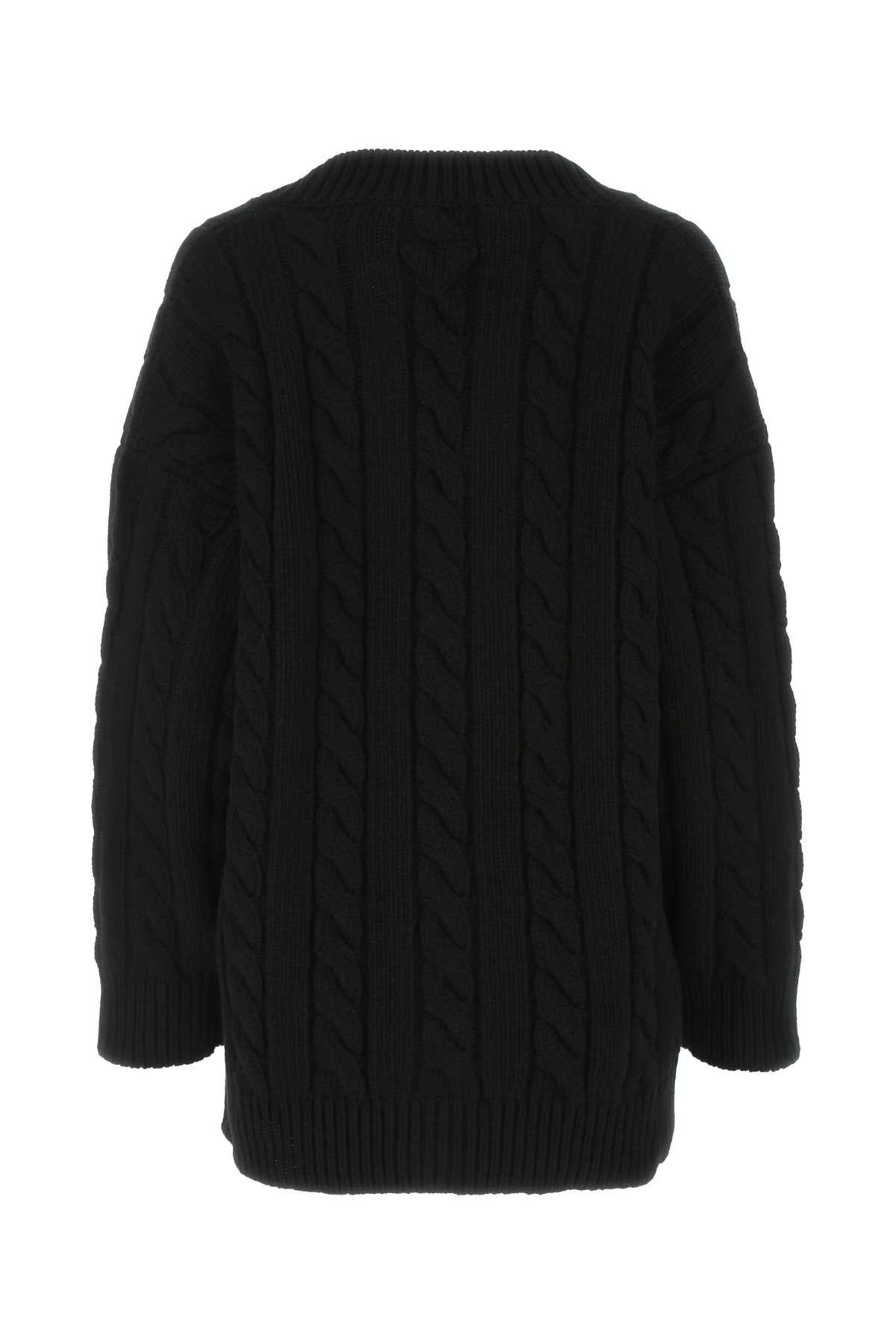 Prada Women Black Wool Blend Oversize Cardigan PRADA