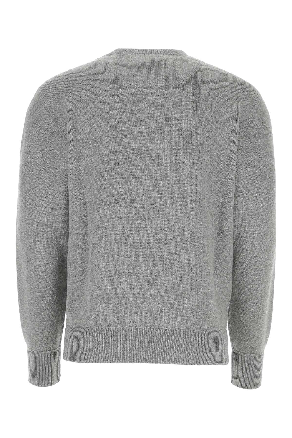 Prada Men Melange Grey Stretch Cashmere Blend Sweater PRADA
