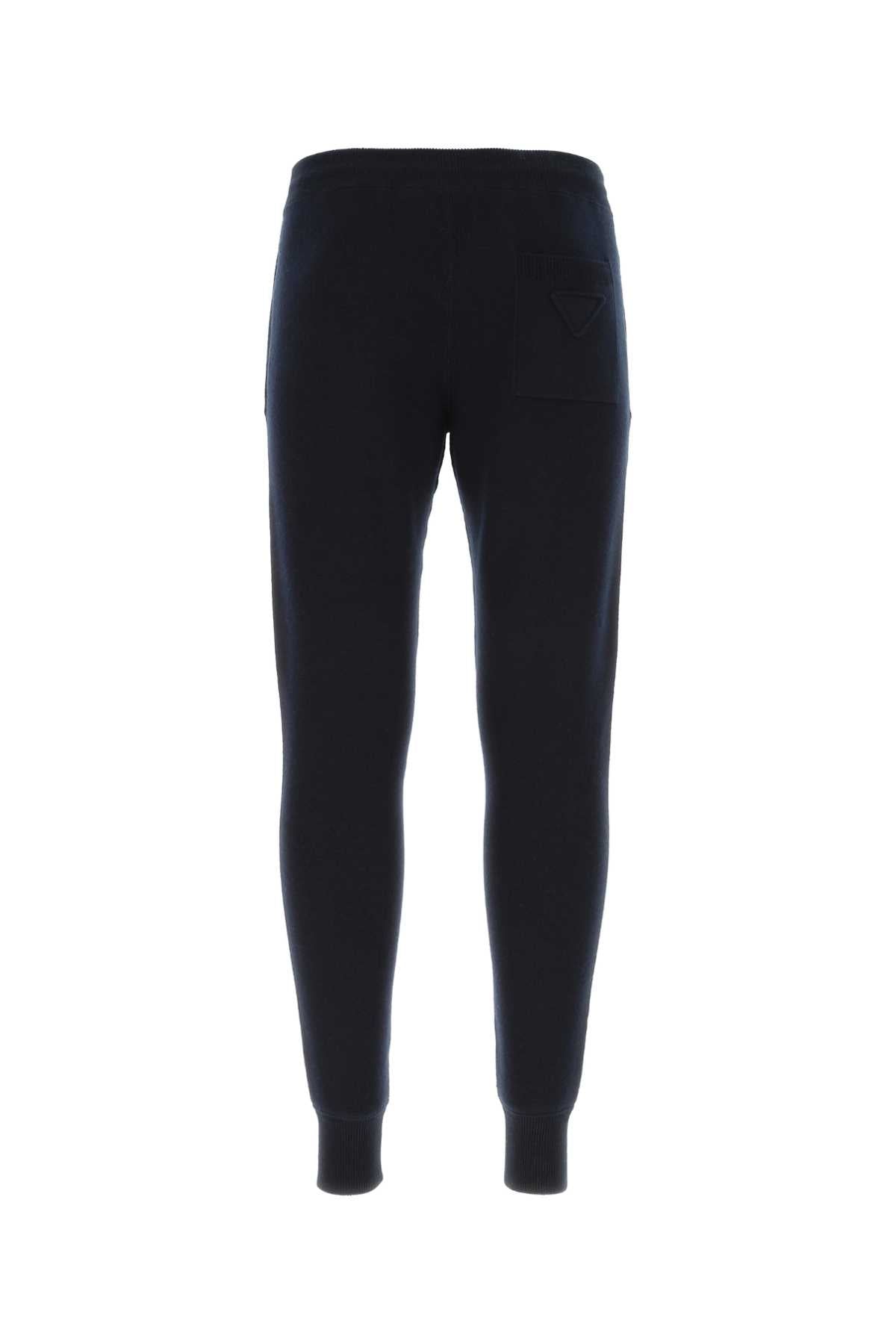 Prada Men Dark Blue Stretch Cashmere Blend Joggers PRADA
