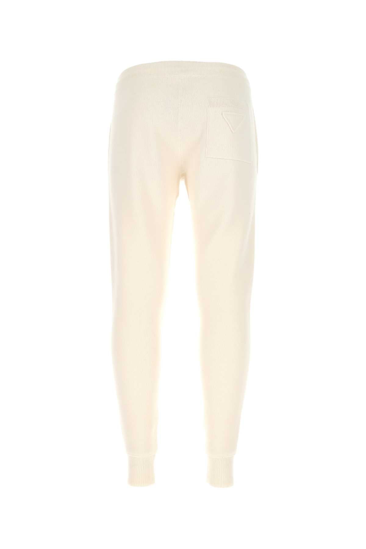 Prada Men Ivory Stretch Cashmere Blend Joggers PRADA