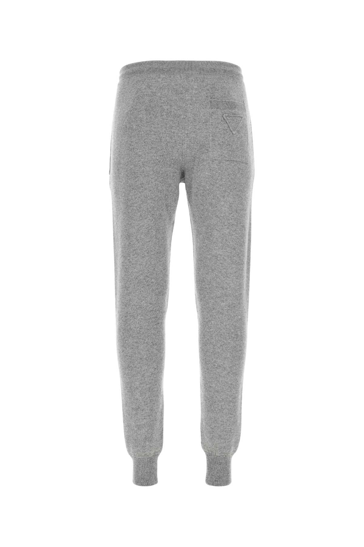 Prada Men Melange Grey Stretch Cashmere Blend Joggers PRADA