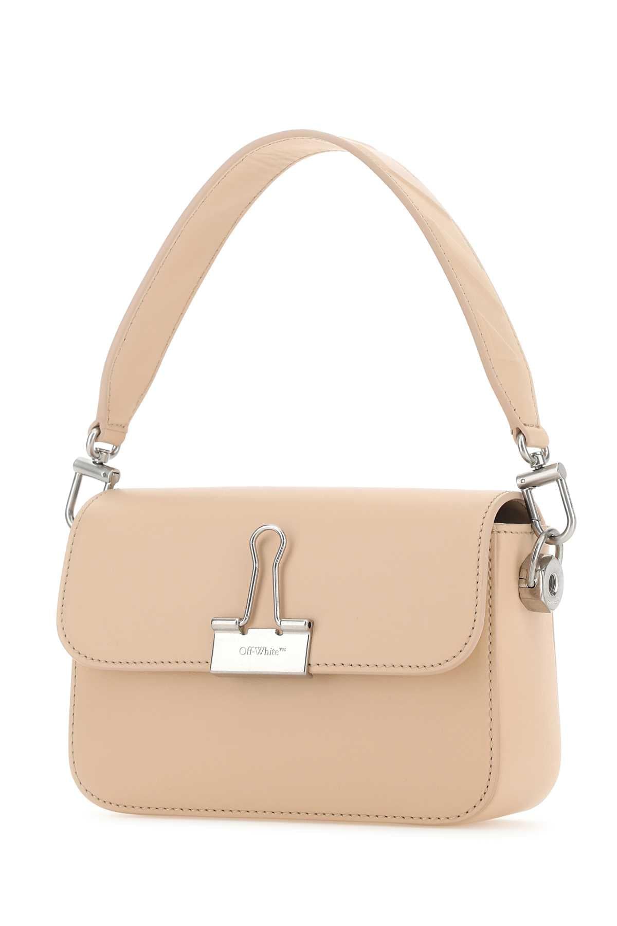 Off White Women Light Pink Leather Small Plain Binder Handbag OFF-WHITE