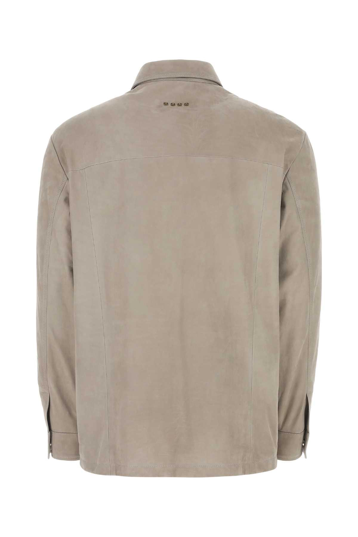 Etro Men Dove Grey Suede Shirt ETRO