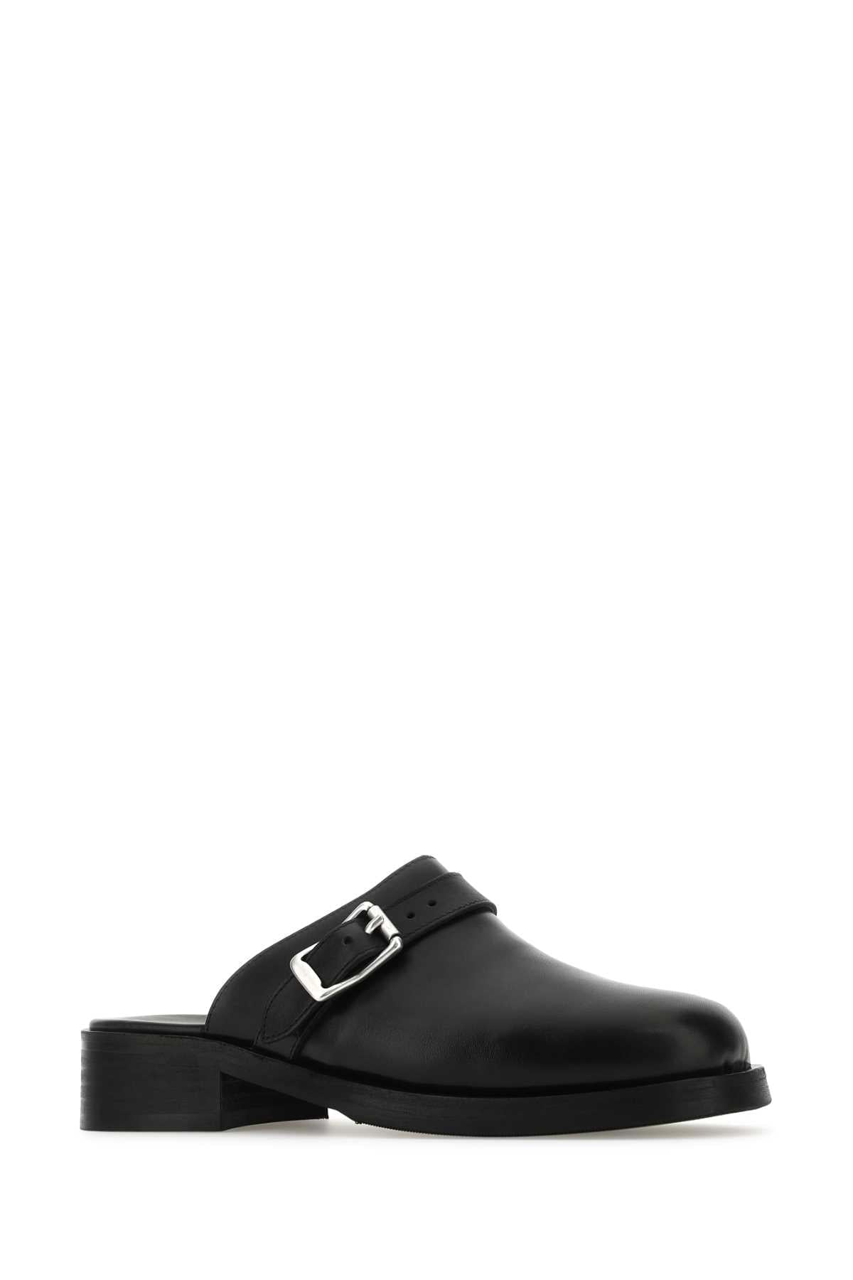 Our Legacy Men Black Leather Slippers OUR LEGACY