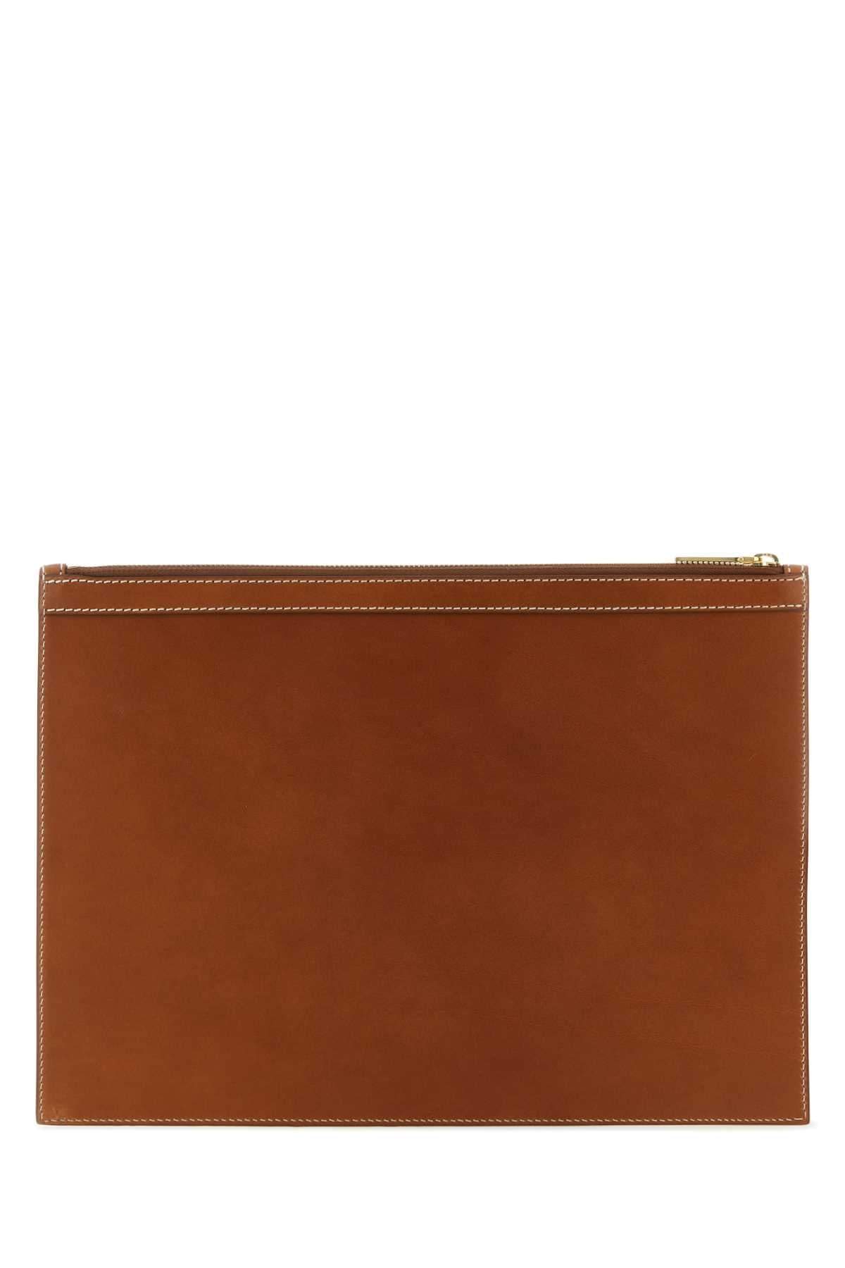 Thom Browne Men Brown Leather Document Case THOM BROWNE