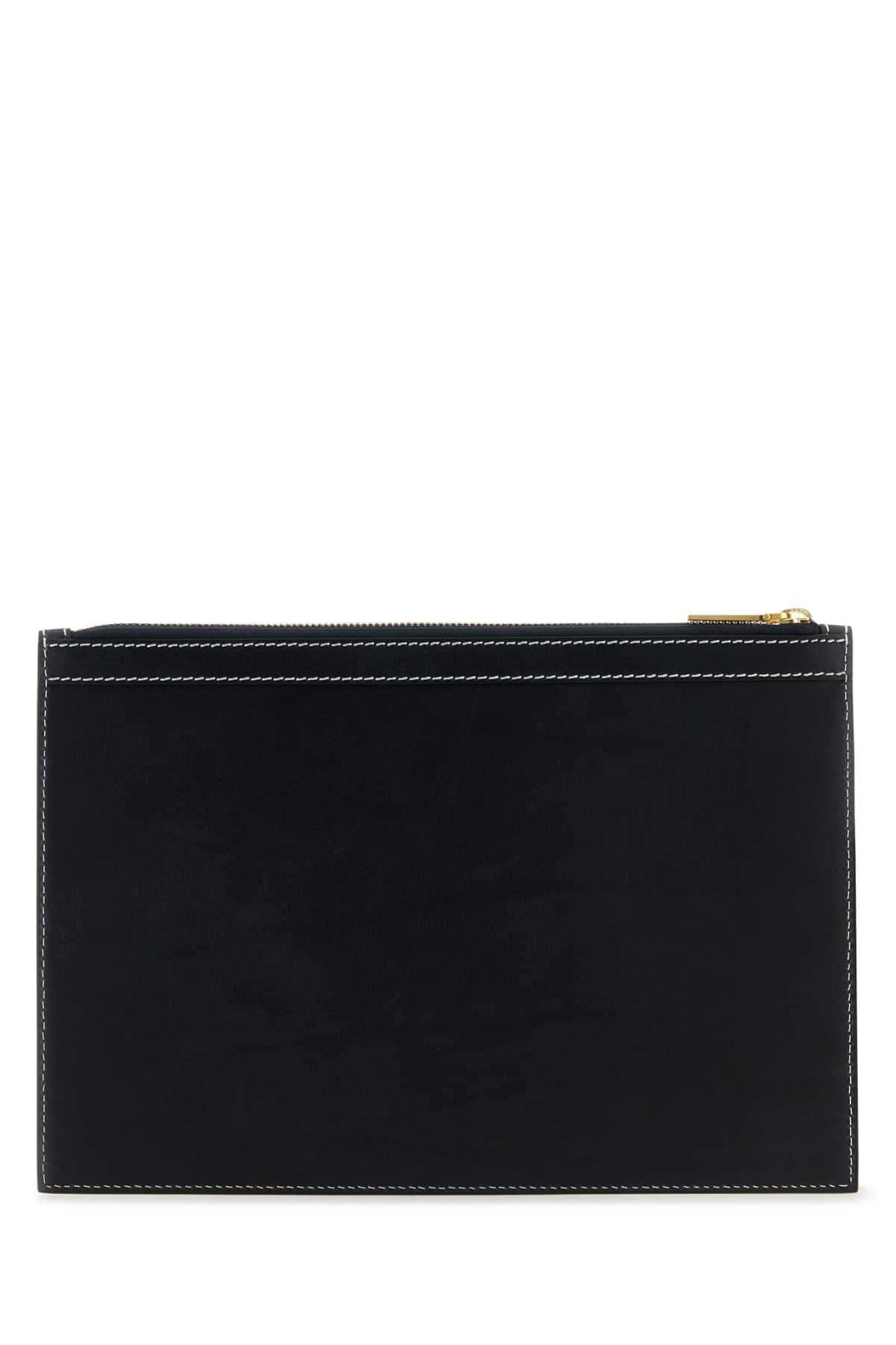 Thom Browne Men Midnight Blue Leather Document Case THOM BROWNE