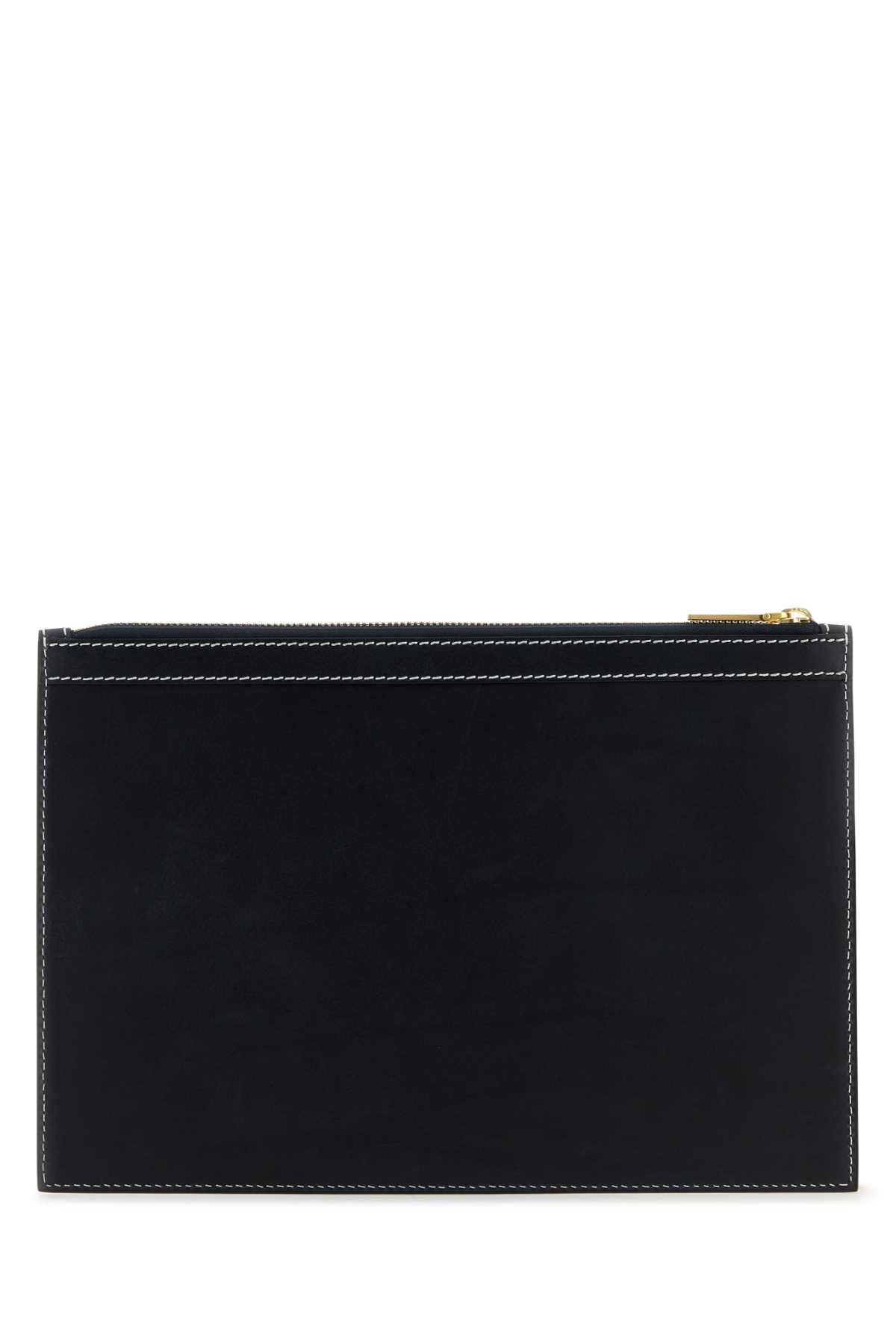 Thom Browne Men Midnight Blue Leather Document Case THOM BROWNE