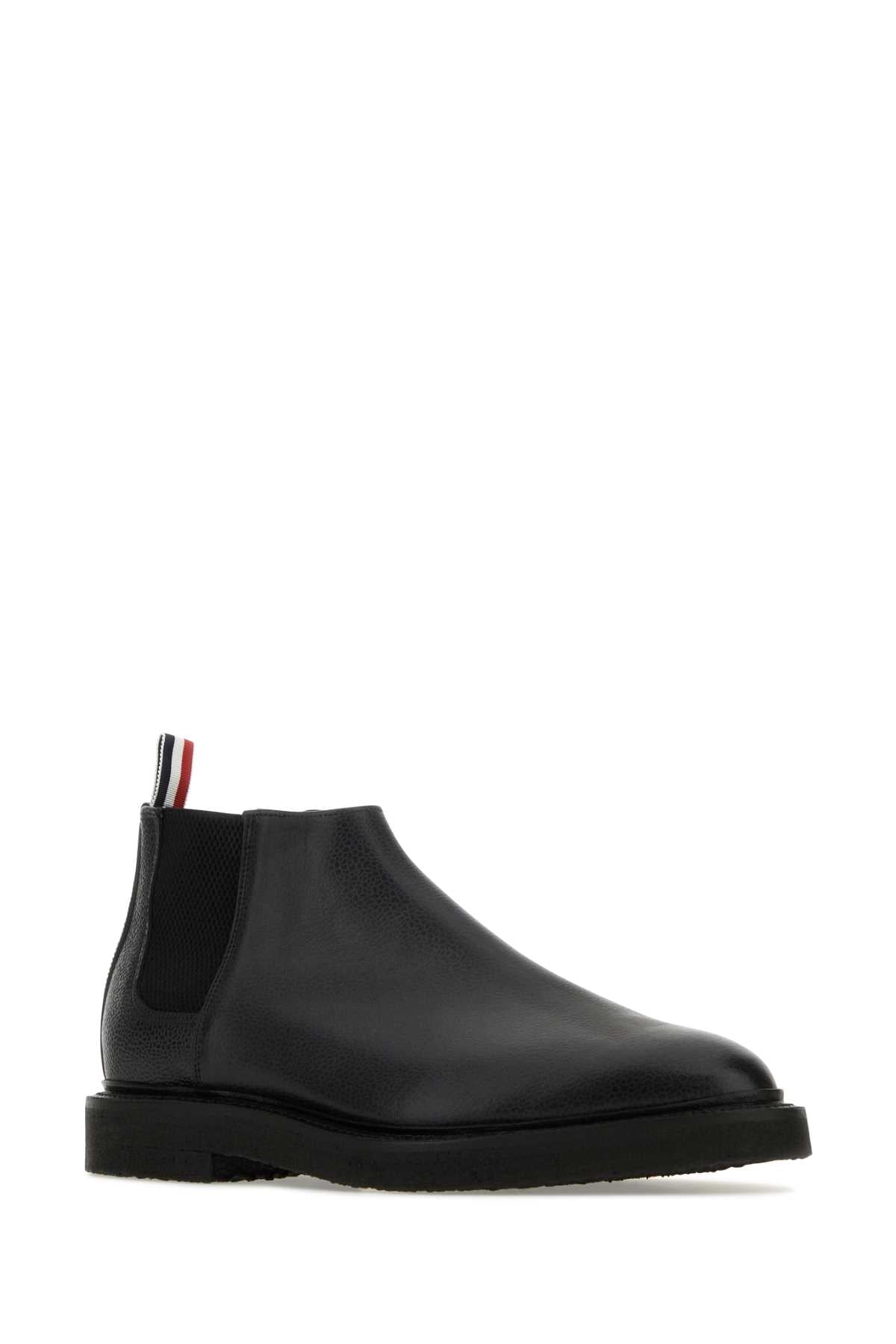 Thom Browne Men Black Leather Ankle Boots THOM BROWNE