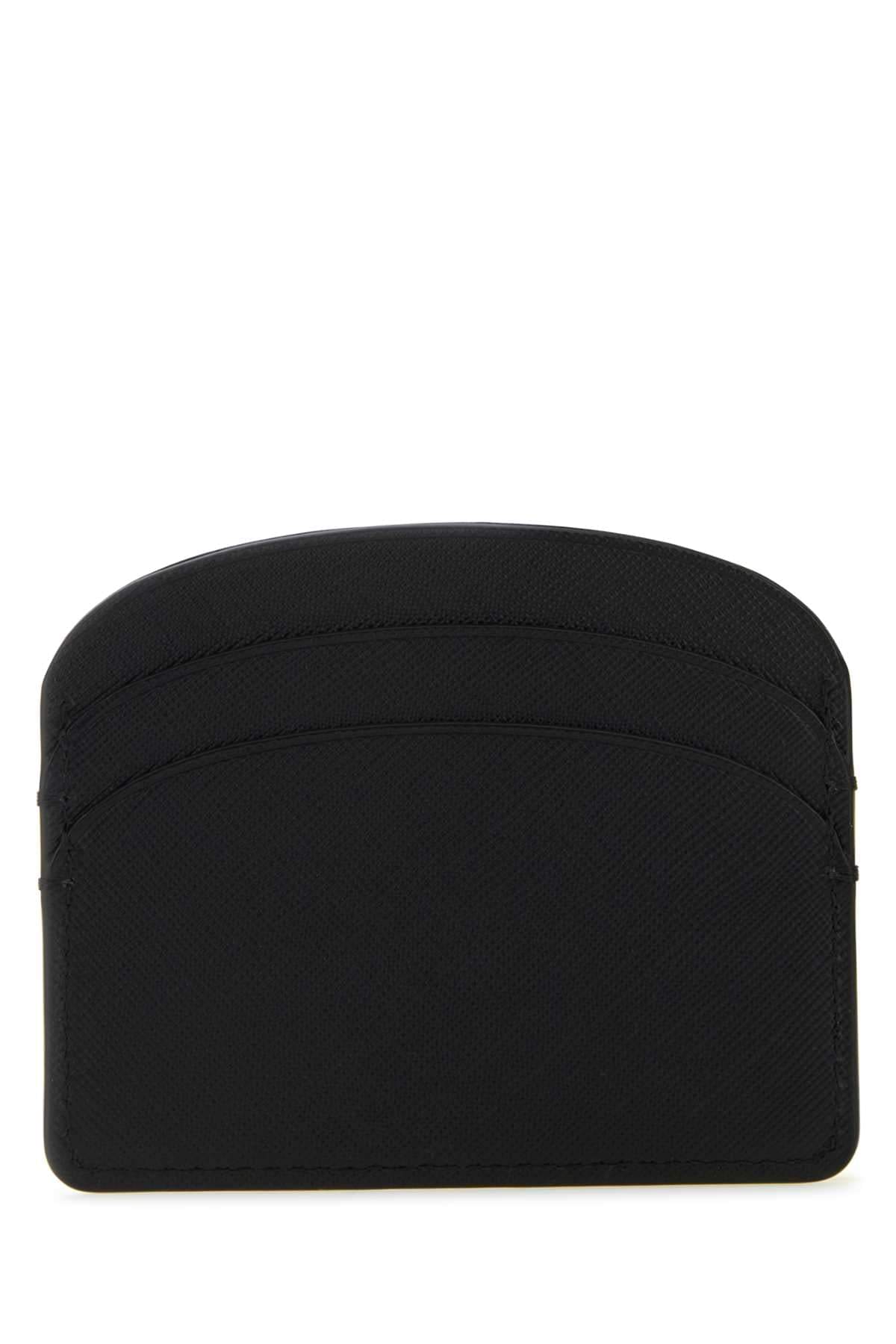 A.P.C. Women Black Leather Demi-Lune Card Holder A.P.C.