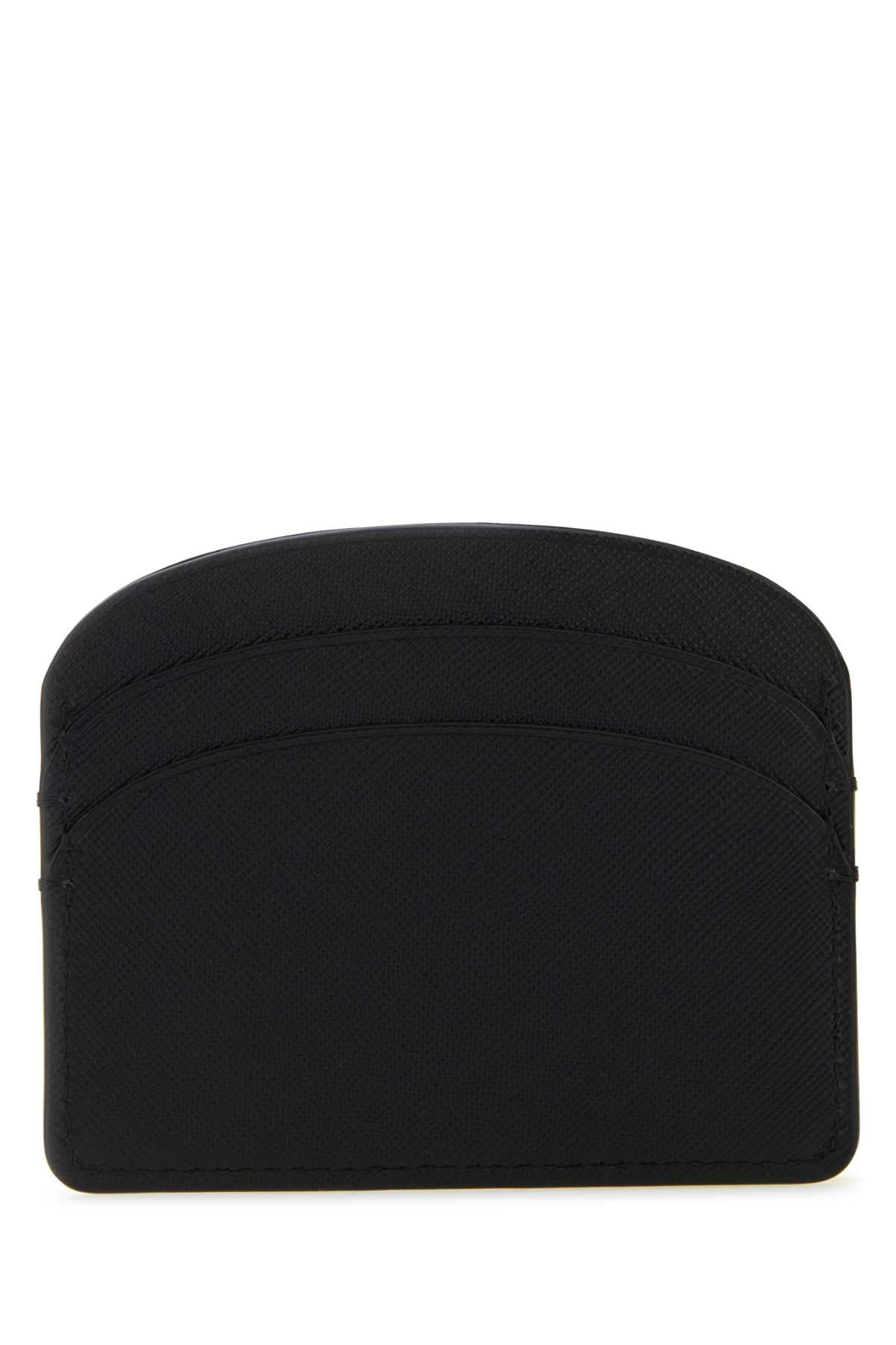 A.P.C. Women Black Leather Demi-Lune Card Holder A.P.C.