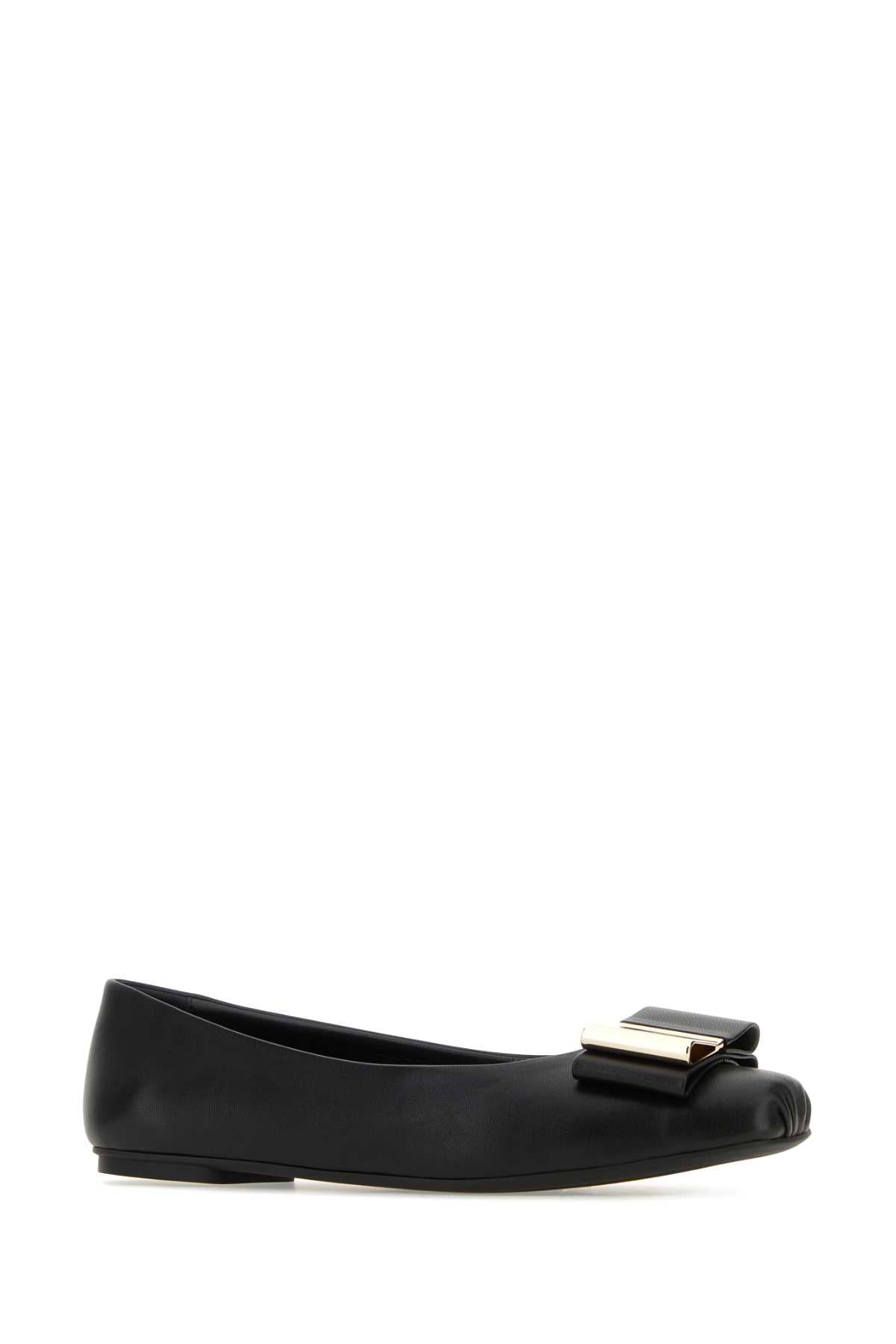 Salvatore Ferragamo Women Black Nappa Leather Lina Ballerinas FERRAGAMO