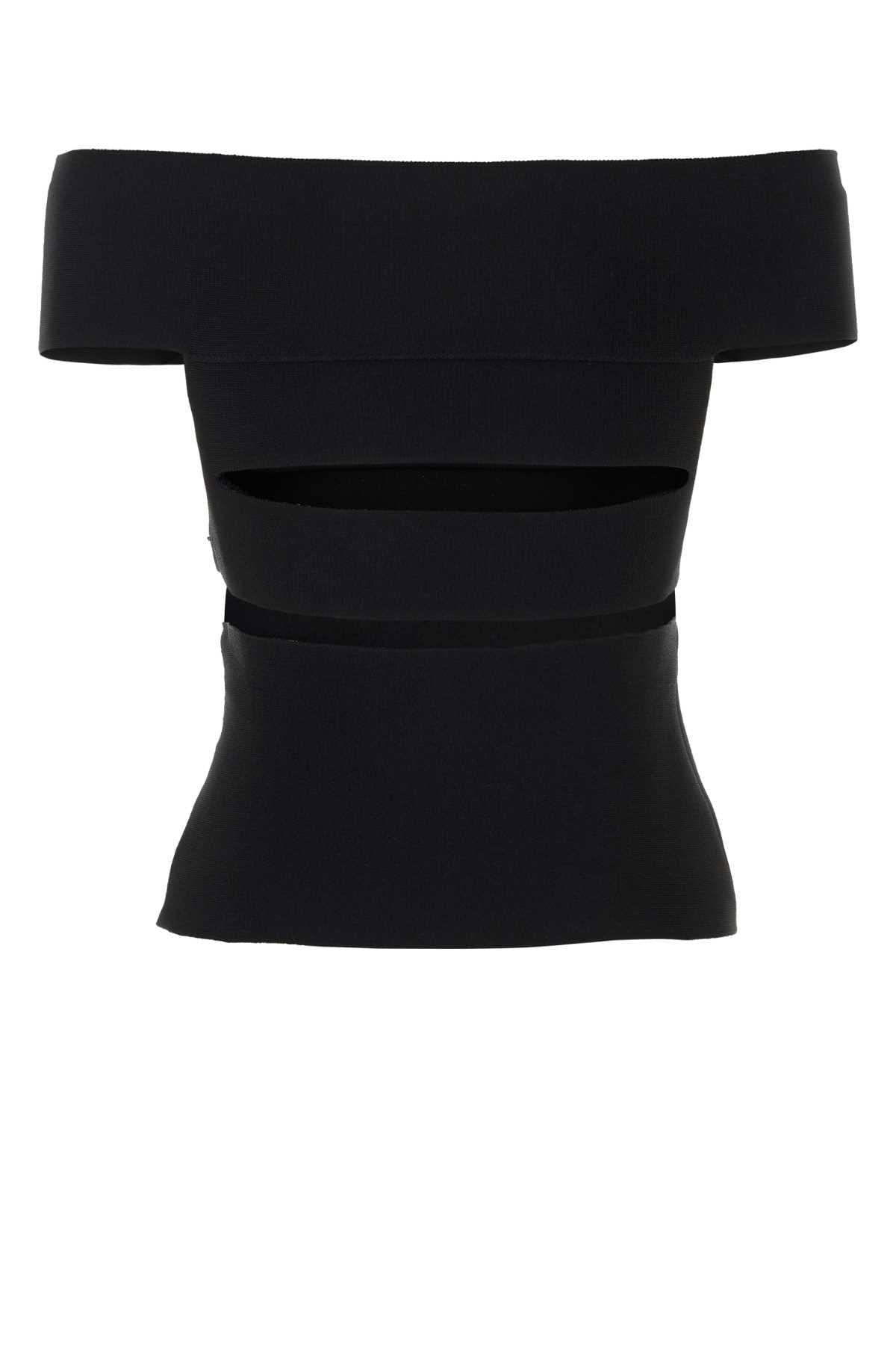 Alexander Mcqueen Women Black Stretch Viscose Blend Top ALEXANDER MCQUEEN