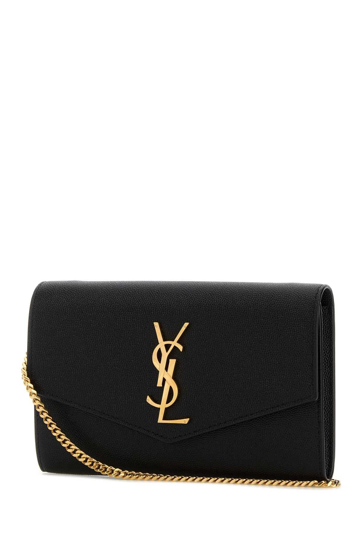 Saint Laurent Women Black Leather Uptown Clutch SAINT LAURENT