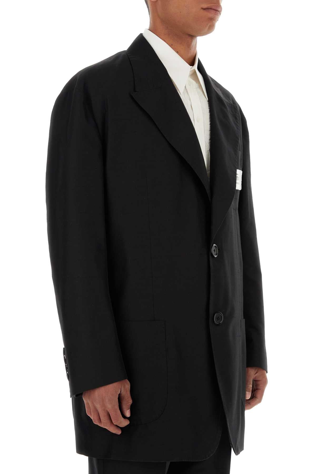 Dolce & Gabbana Men Black Shantung Oversize Blazer DOLCE & GABBANA