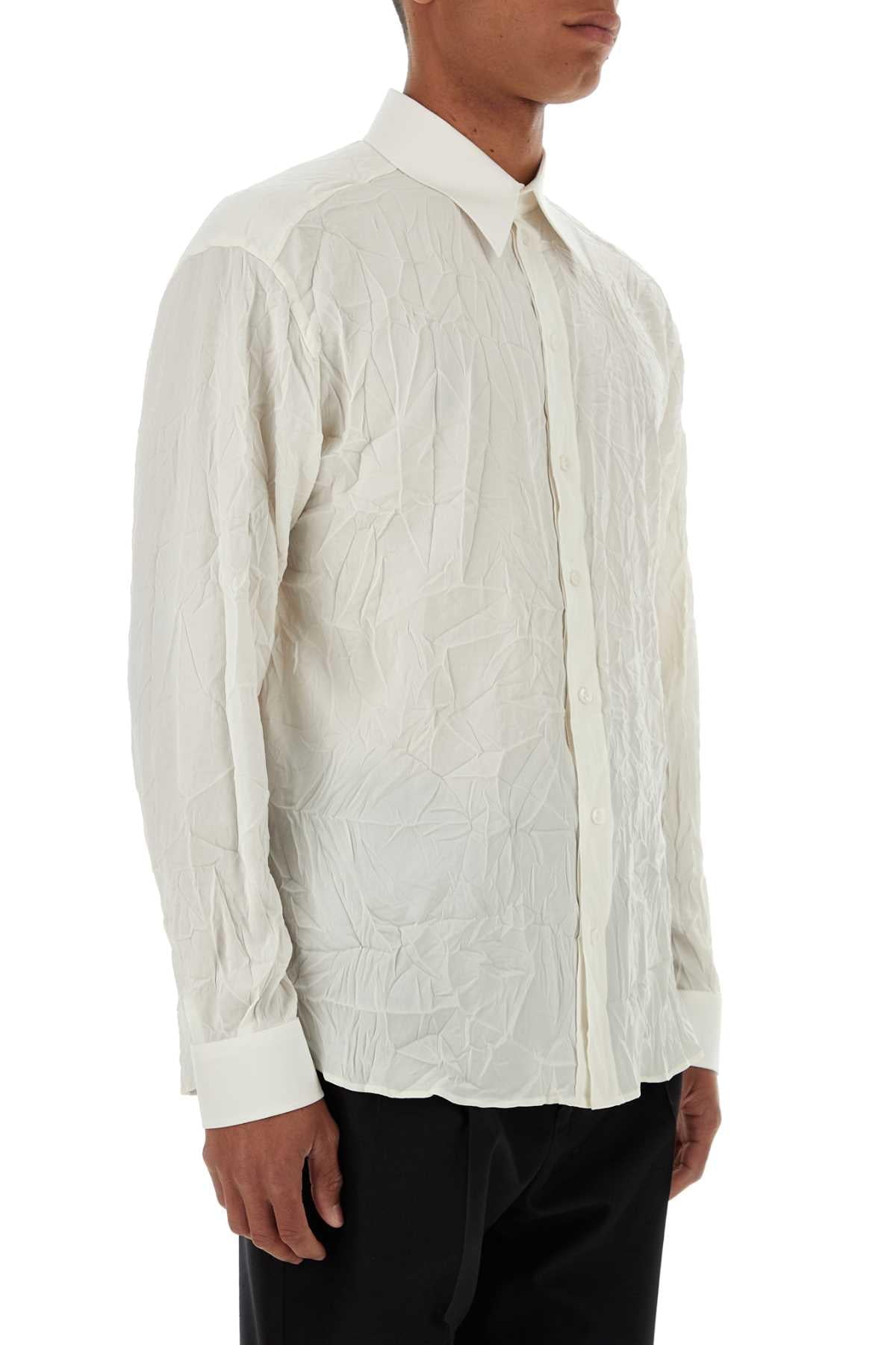 Dolce & Gabbana Men Ivory Stretch Silk Shirt DOLCE & GABBANA