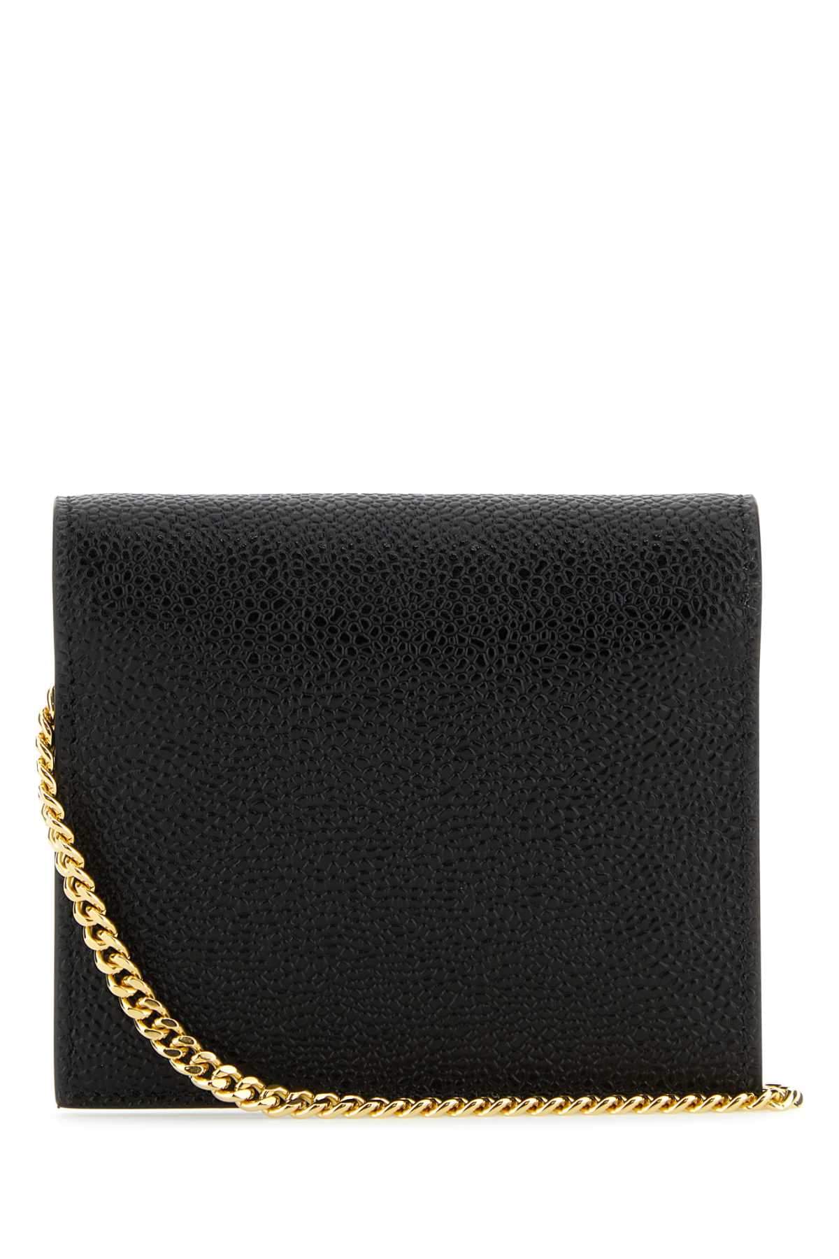 Thom Browne Women Black Leather Card Holder THOM BROWNE
