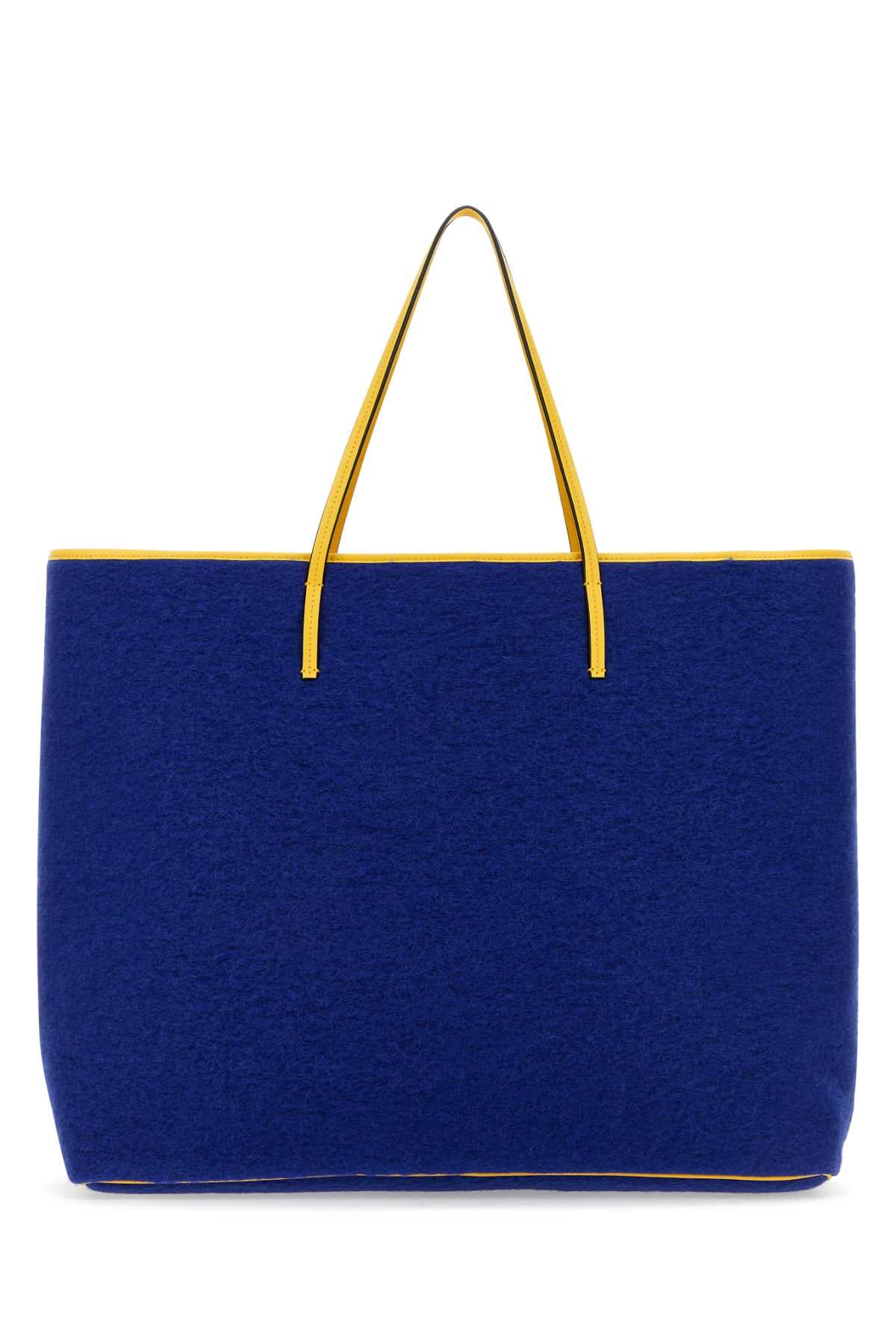 Marni Men Blue Felt Medium Janus Shopping Bag MARNI