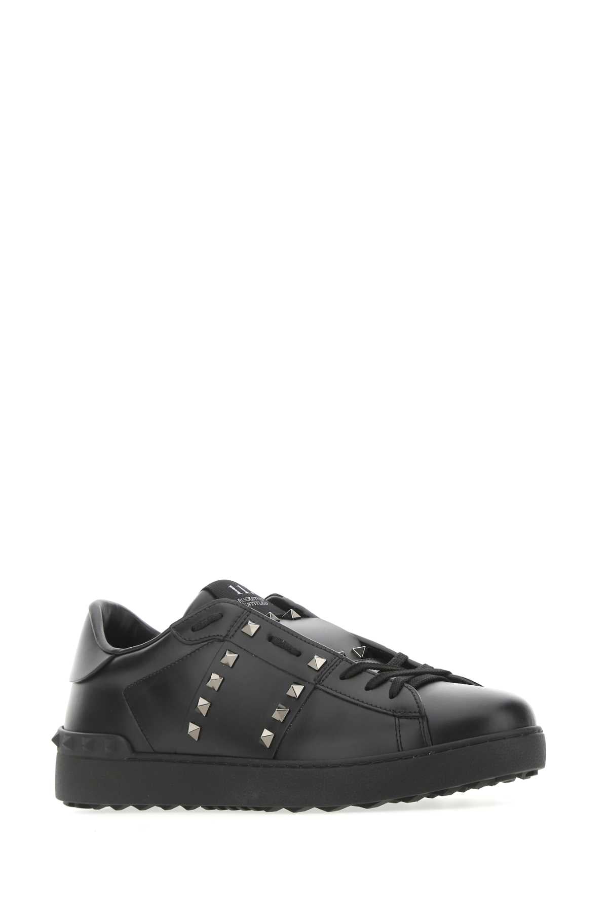 Valentino Garavani Men Black Leather Rockstud Untitled Sneakers VALENTINO GARAVANI