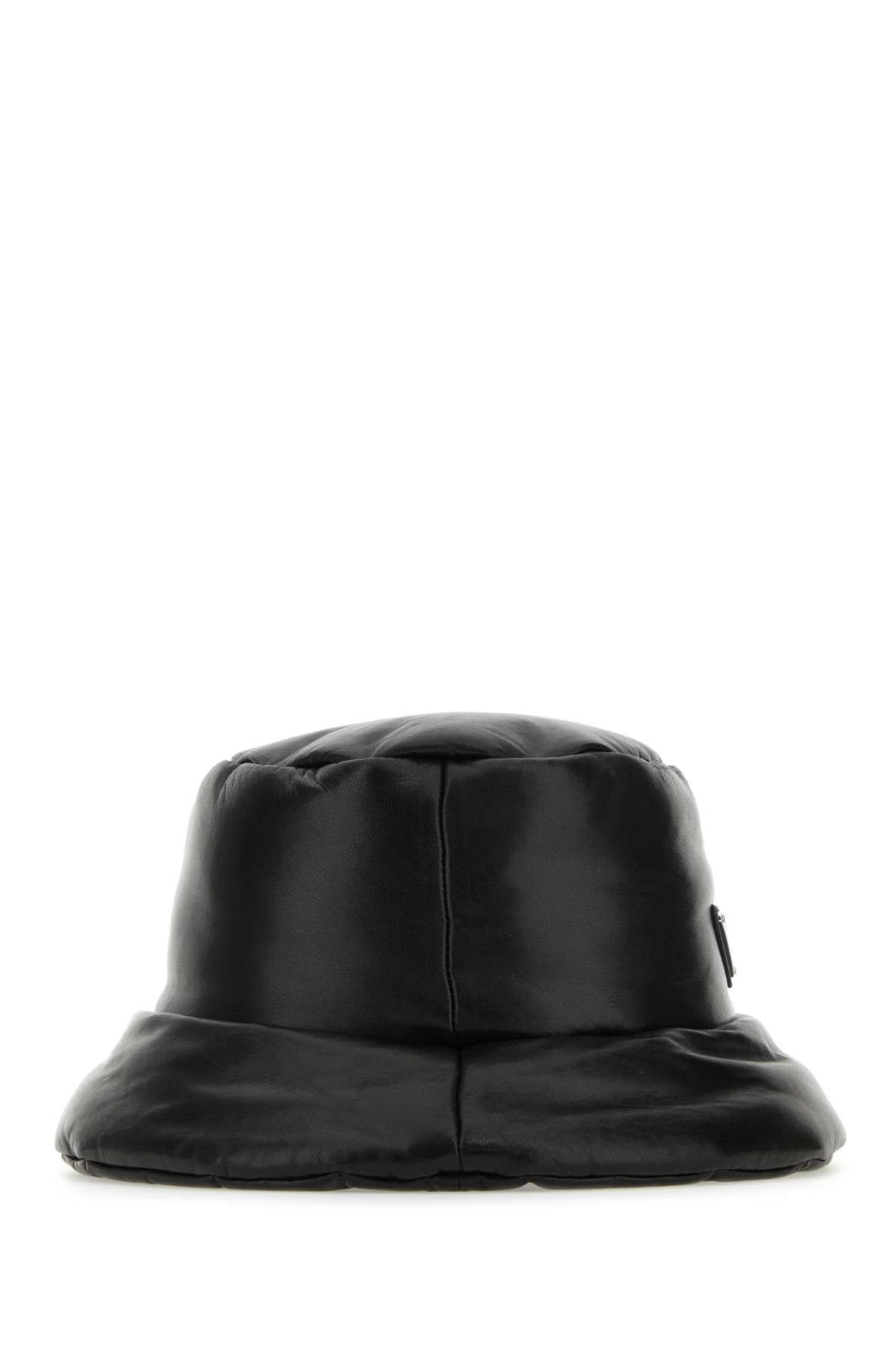 Prada Women Black Nappa Leather Padded Hat PRADA