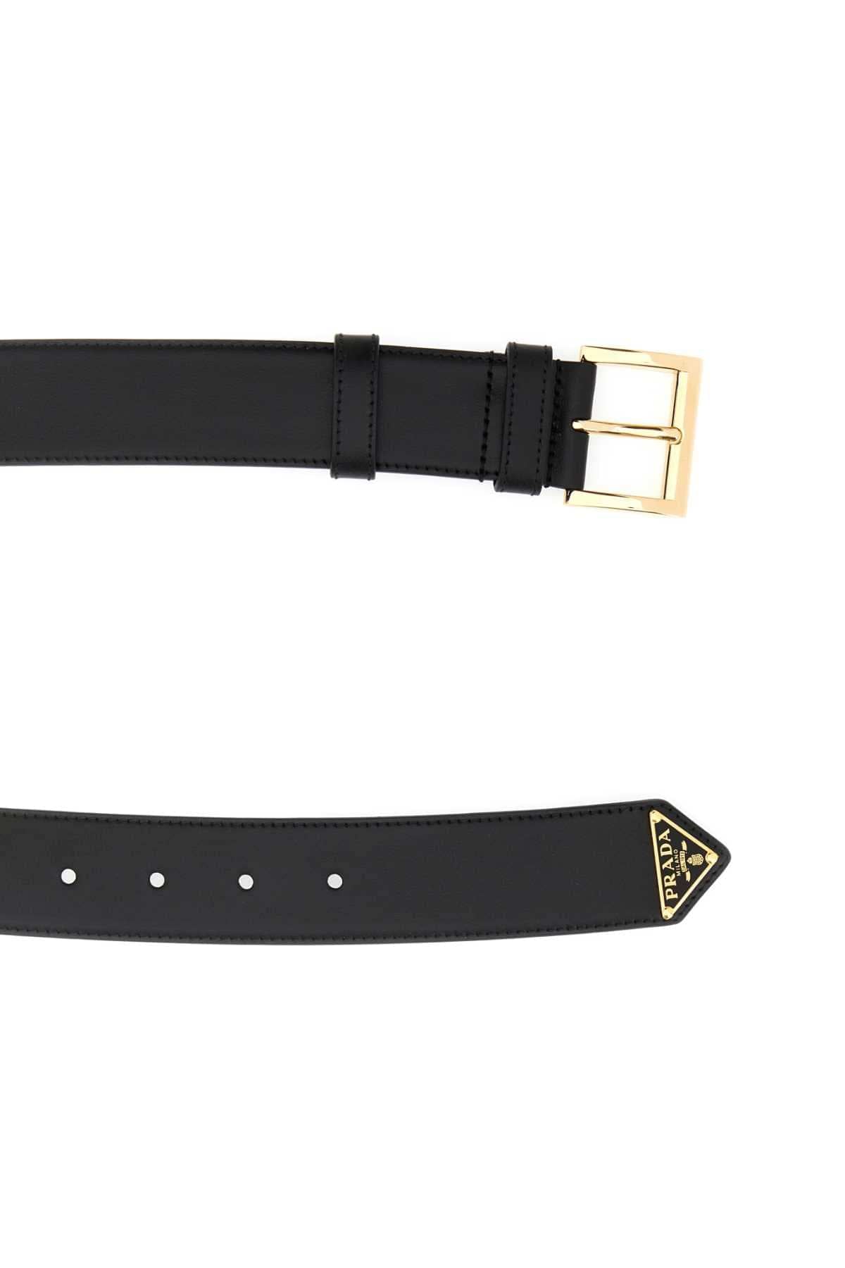 Prada Women Black Leather Belt PRADA
